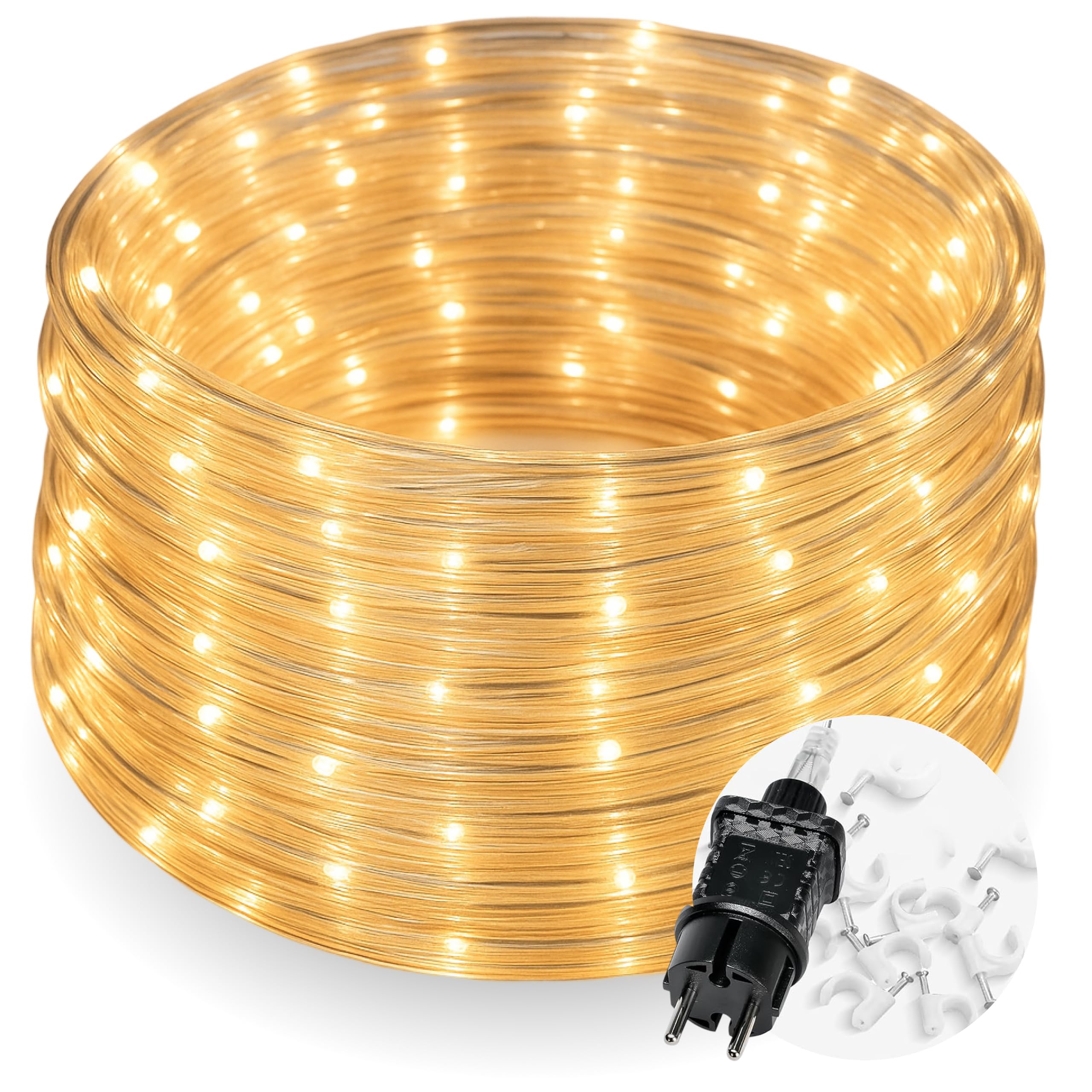 CozyHome Lichterschlauch aussen 200 LED - 8 Modi & Timer - 12m mit Stecker Strombetrieben Warmweiß I Lichtschlauch außen Schlauchlichterkette für outdoor 10m Leuchtschlauch Lichterkette Lichtschläuche Angebot bei HelloDeals