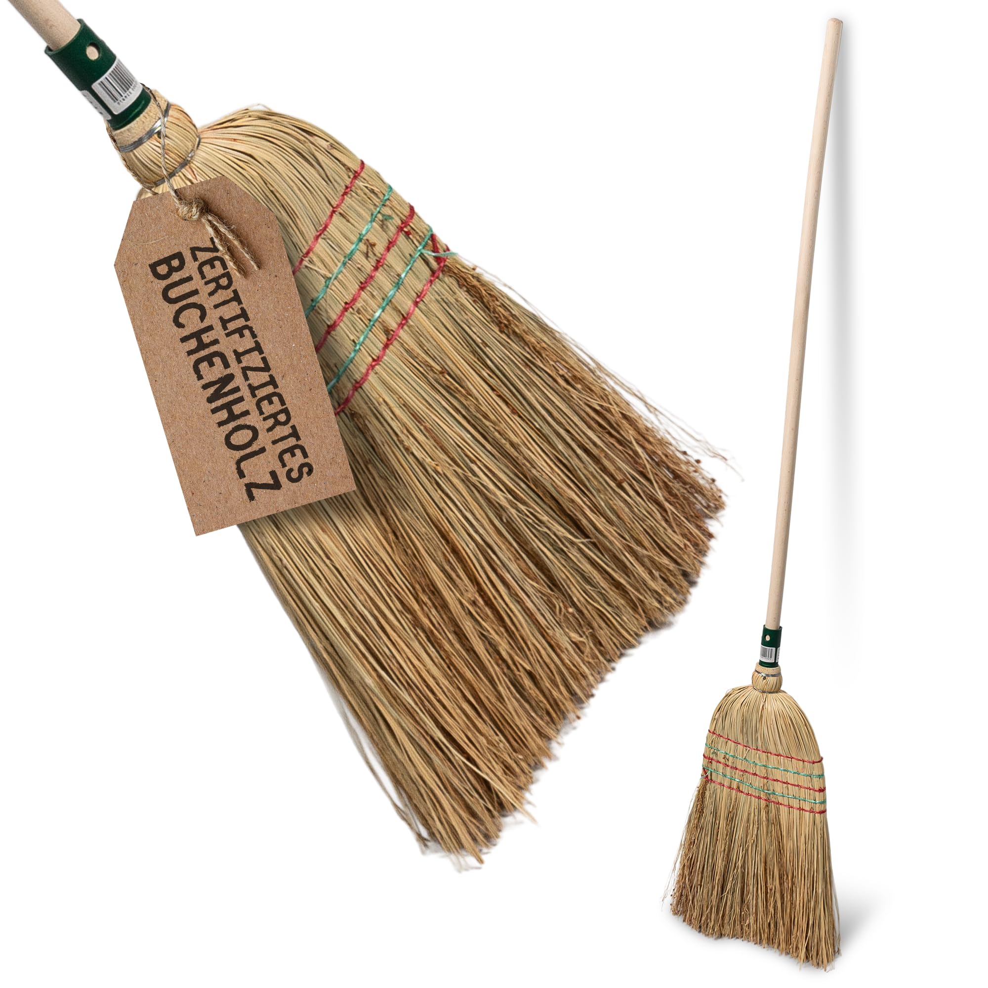 Shine Shack – Hochwertiger Hexenbesen 5-Naht mit Buchenholzstiel & Holzgewinde ca. 141x34x5 cm – Robuster Reisigbesen Reisstrohbesen für Garten & Hof – Sorghumbesen Kehrbesen für effektive Reinigung Angebot bei HelloDeals