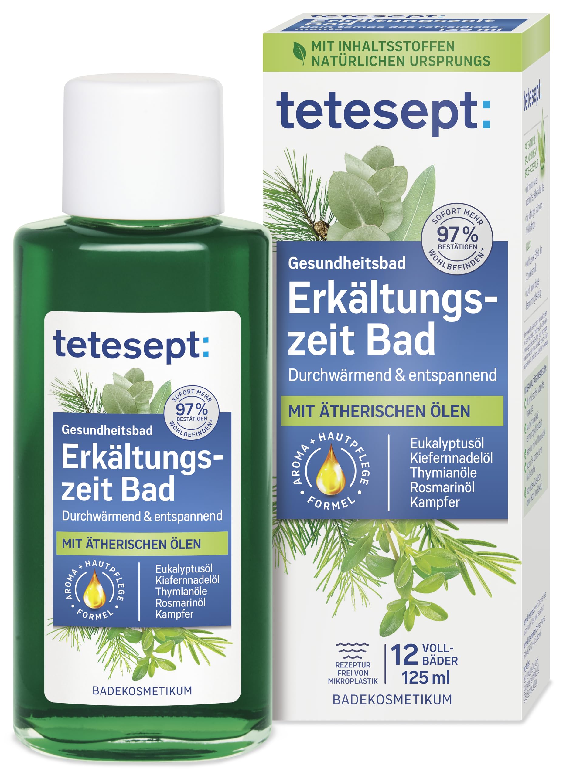 tetesept Erkältungszeit Bad – 1 x 125 ml – Gesundheitsbad für die kalte Jahreszeit mit 5 ätherischen Ölen – Wohltuender Badezusatz zur Entspannung von Körper und Geist Angebot bei HelloDeals