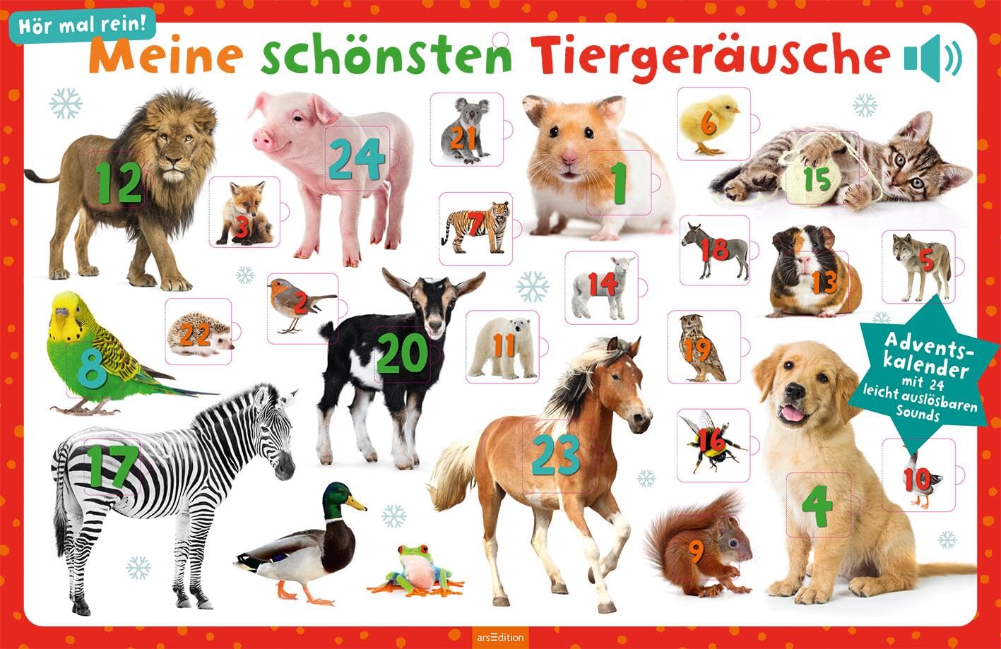 Meine schönsten Tiergeräusche: Adventskalender mit 24 leicht auslösbaren Sounds | Sound-Adventskalender mit 24 echten Tierstimmen Angebot bei HelloDeals