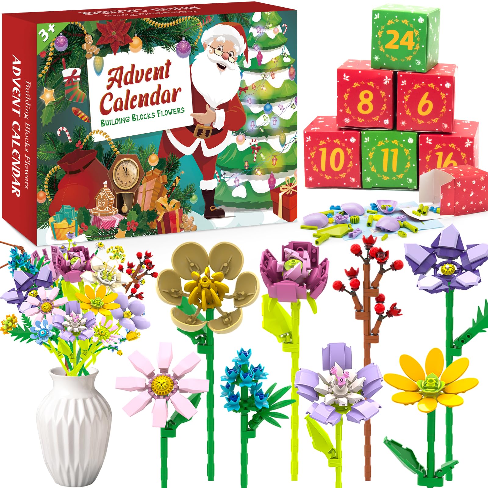 Adventskalender 2025 mit Botanicals Blumenstrauß für Frauen - Weihnachtskalender mit 24 Kunstblumen Deko für Haushalt Geschenk für Kinder Erwachsene & Männer Angebot bei HelloDeals