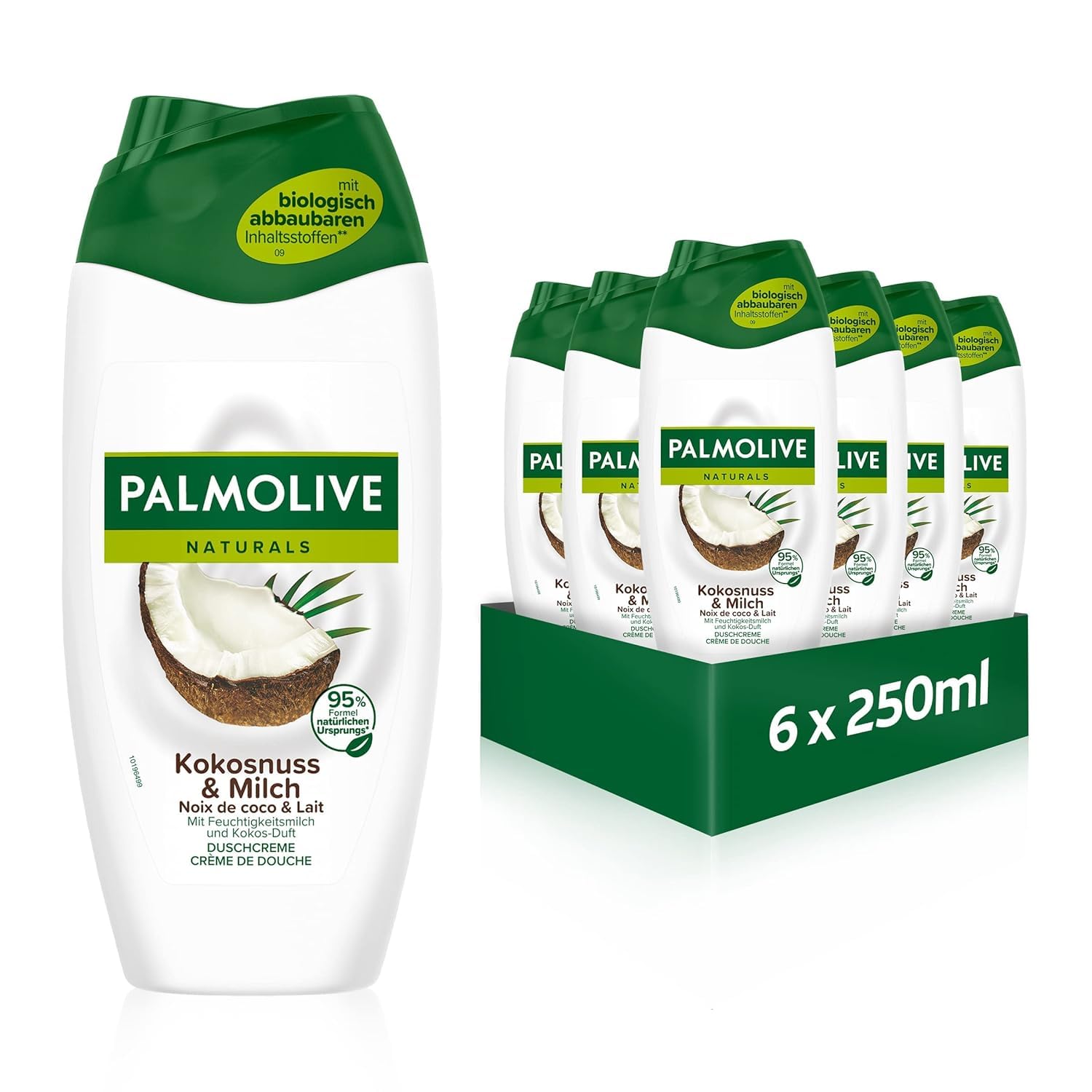 Palmolive Duschgel Naturals Kokosnuss & Milch 6x250ml - Cremedusche mit Feuchtigkeitsmilch und Kokos-Duft Duschgel 6x250ml Angebot bei HelloDeals