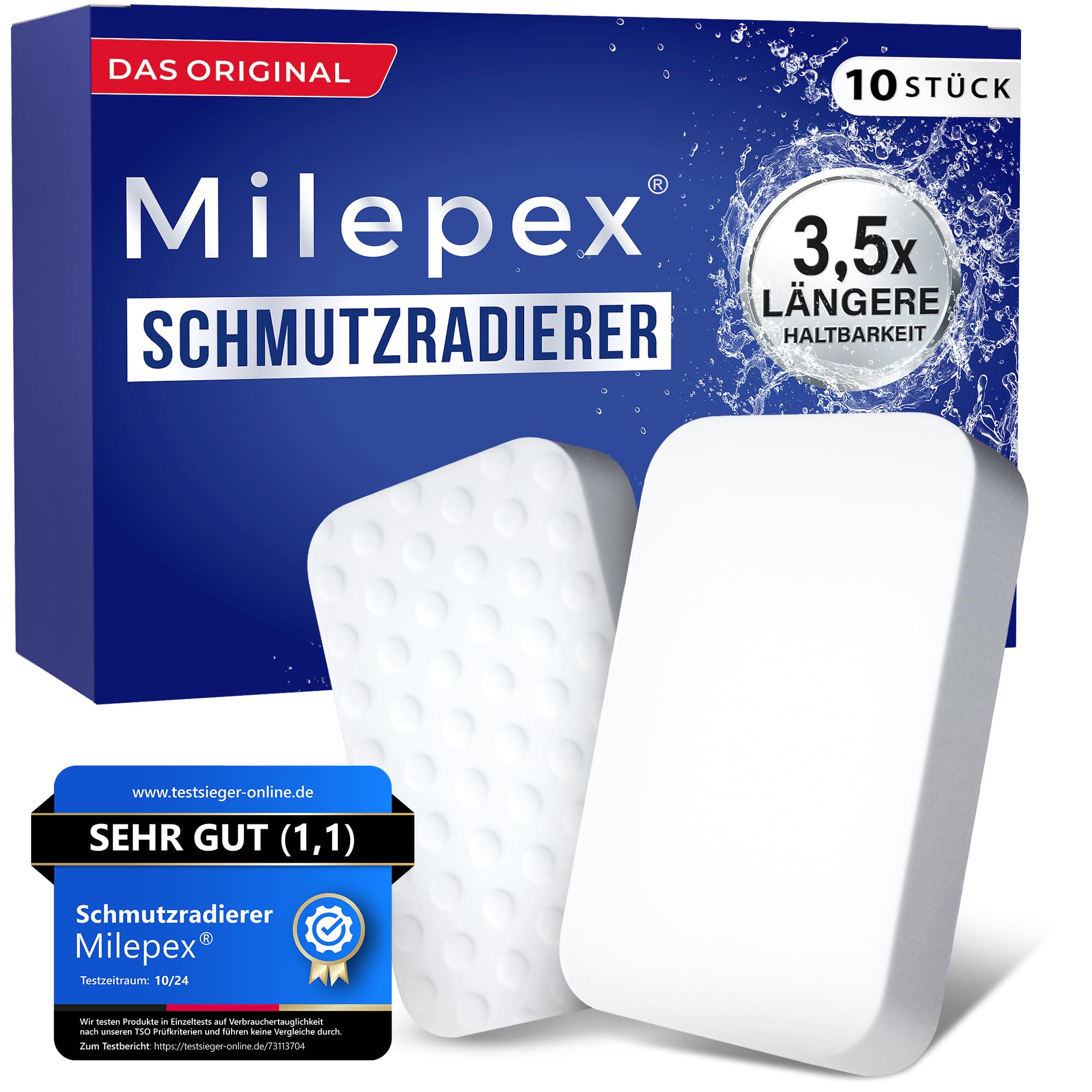 Milepex® Schmutzradierer [10x] – Premium Schwamm für Wand, Boden, Sneaker & Auto | Zauberschwamm & Magic Eraser für Haushalt, Bad & Küche | Extra stark & langlebig | Nur mit Wasser Angebot bei HelloDeals