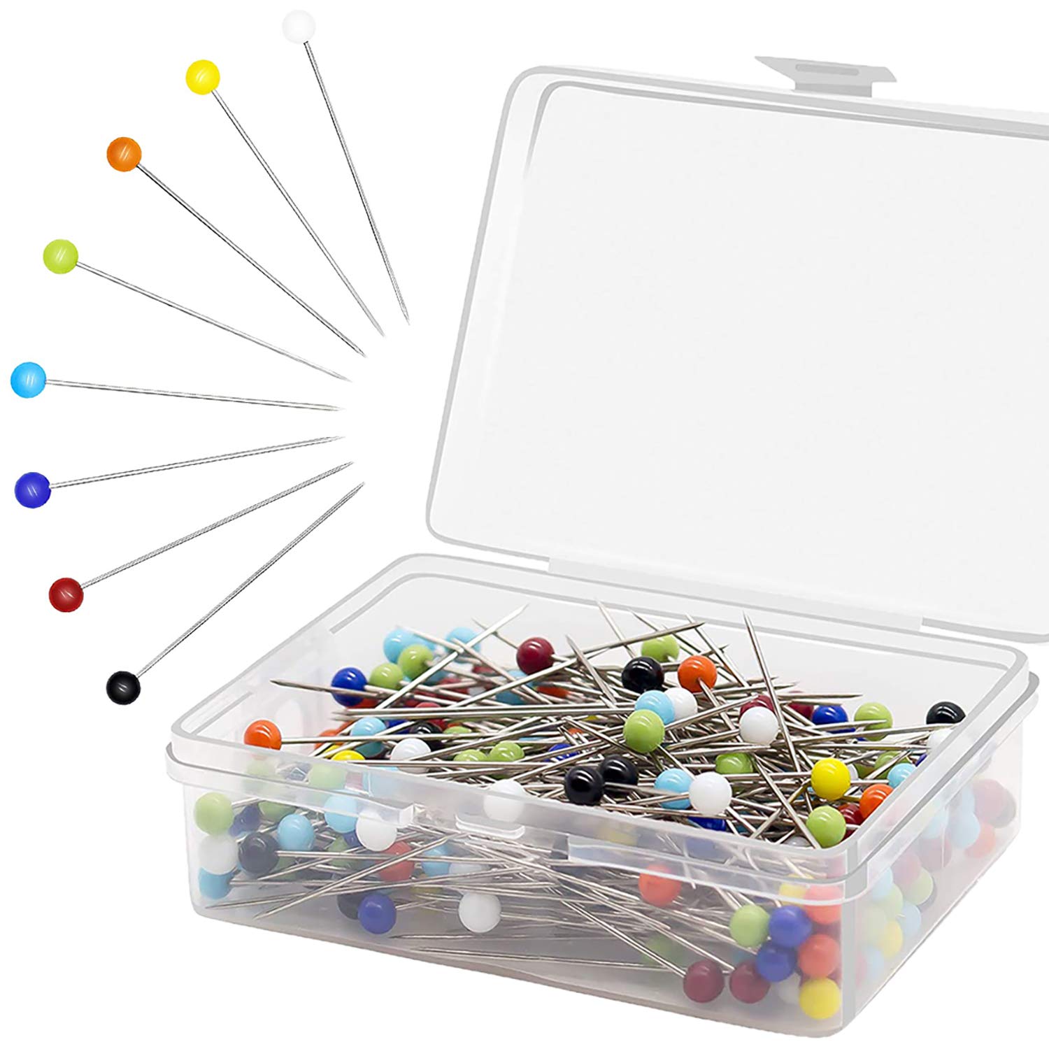 Stecknadeln mit Kopf 250 Stück,Glaskopfnadeln,Edelstahl Stecknadeln Mehrfarbig Glaskopfstecknadeln für Basteln Nähen Säumen Craft,Jewelry Komponenten Dekoration(38mm) In Verschiedenen Farben Erhältlich Angebot bei HelloDeals