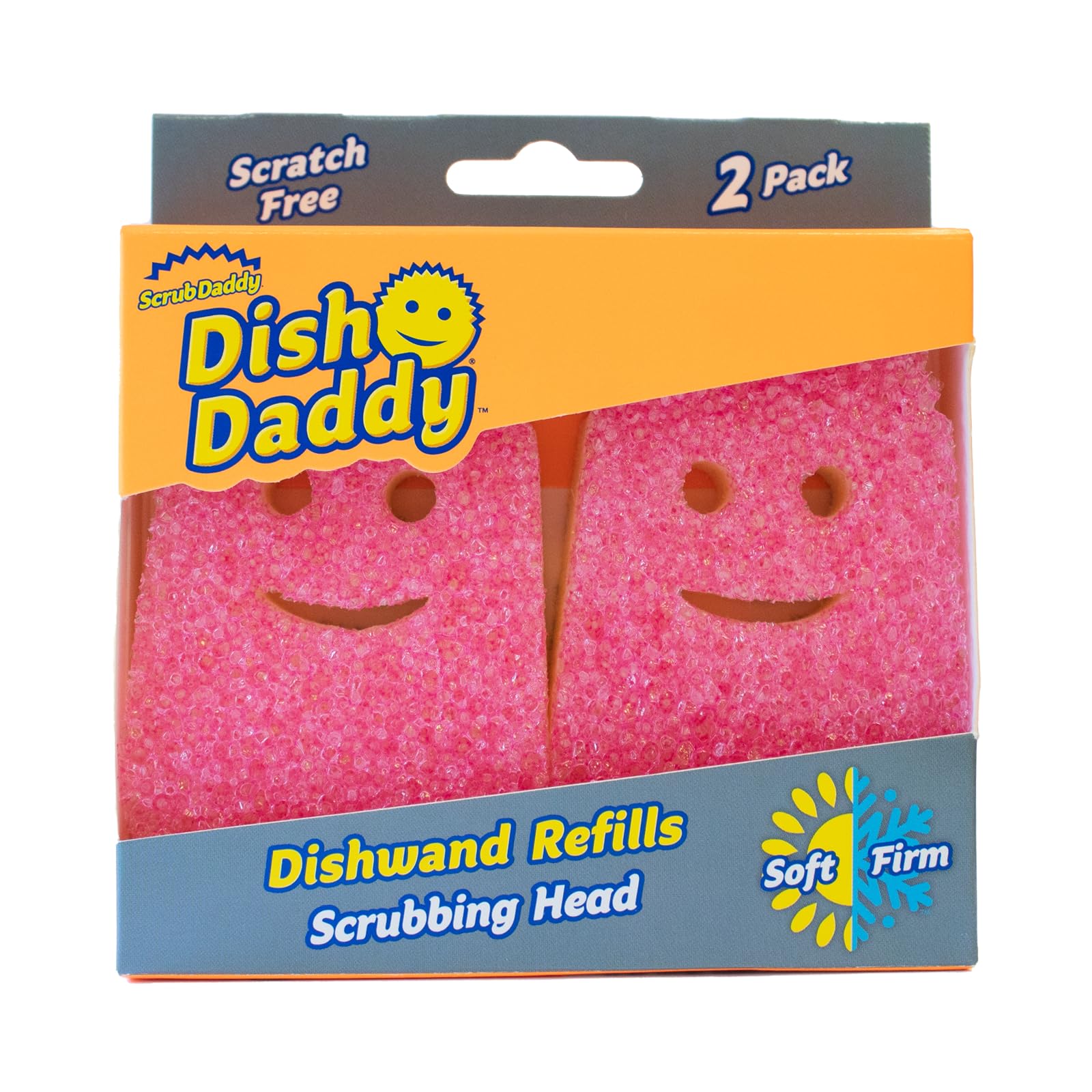 Scrub Daddy Spülstab-Schwamm-Ersatzköpfe, Seifenspender-Scheuerbürste, Texturwechsel-Spülbürste mit Flüssigkeitsspender, Bürsten mit Schaber und abnehmbaren Kopfschwämmen, 2 Stück Rosa Angebot bei HelloDeals