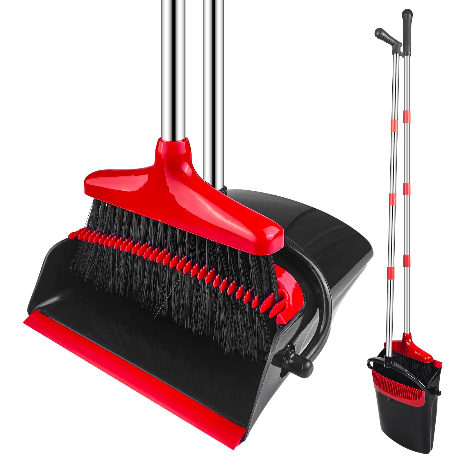 Luazvilkpsar Besen und Kehrschaufel Set, Kehrgarnitur Mit Kamm, Aufrechter Kehrmaschine und Kehrschaufel Combo, Kehrset Classic, Klappbarer Kehrschaufel, für Vorzelt, Haus, Büro, Lobby, Terrasse Angebot bei HelloDeals