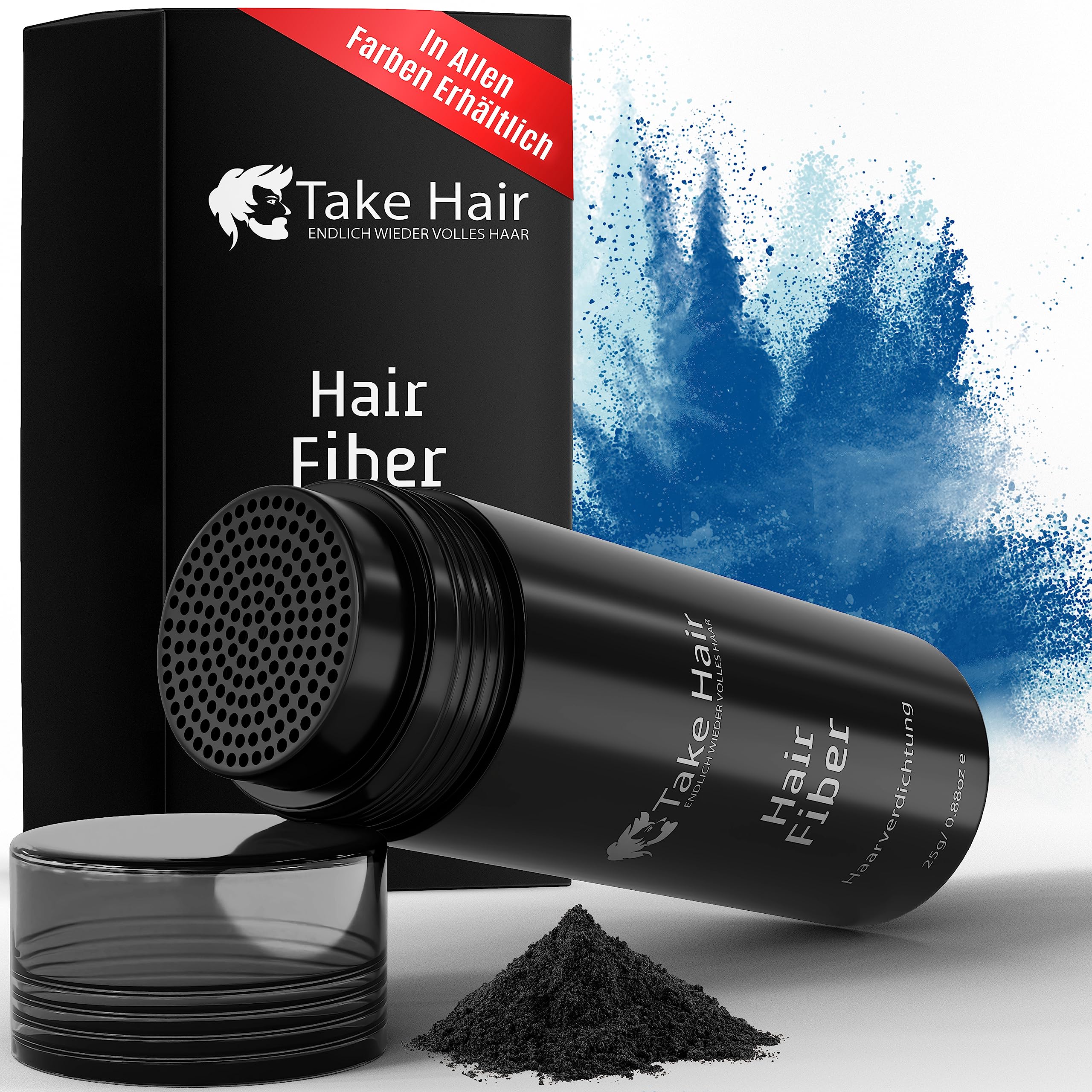 Take Hair Streuhaar für Männer – Schütthaar zur Haarverdichtung & vollem Haar – Haarauffüller für dichten Look in Sekunden – 25g Premium Friseurqualität (Streuhaar Schwarz) Angebot bei HelloDeals