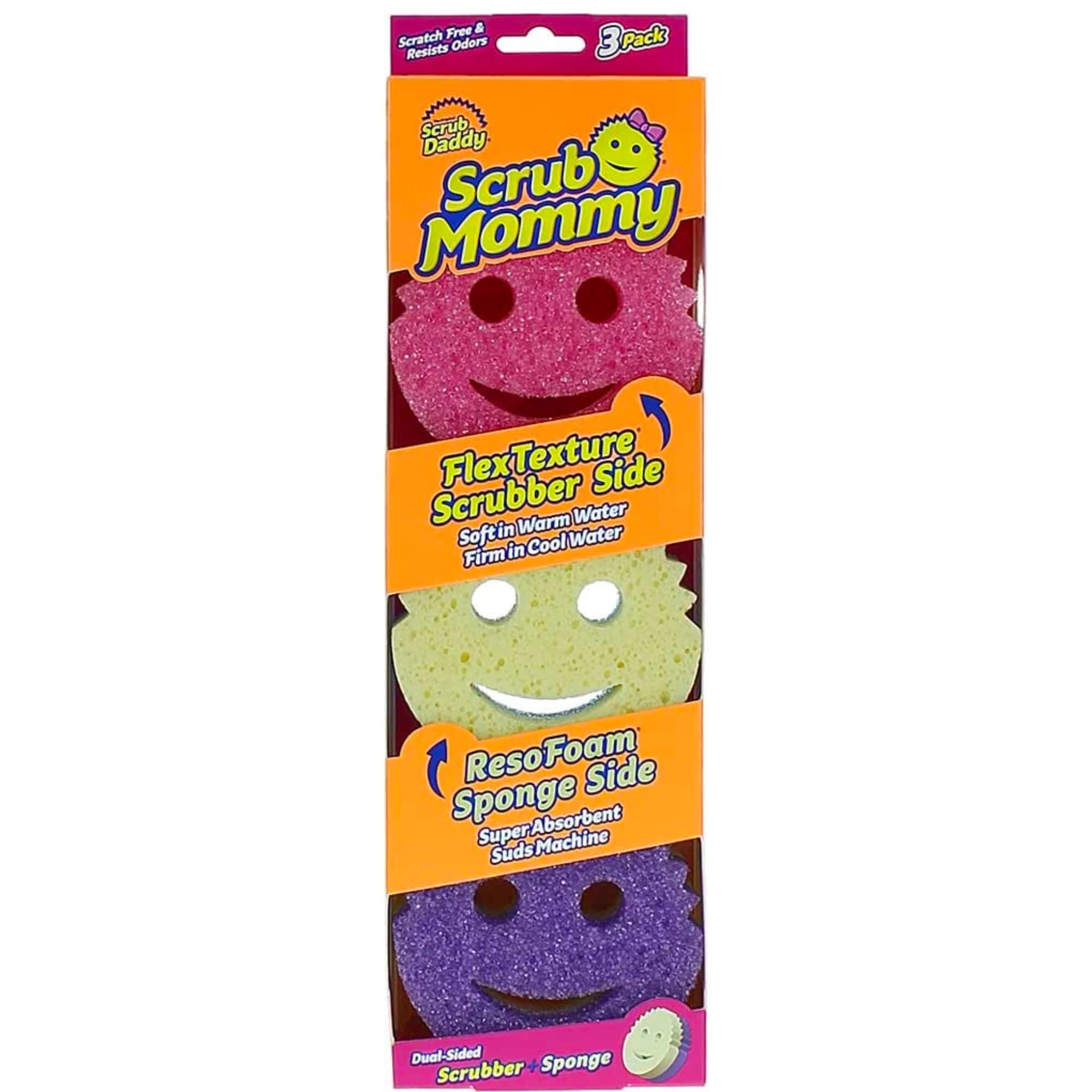 Scrub Daddy Scrub Mommy Putzschwamm, Topfreiniger Küchenschwämme, Putzmittel mit Texturveränderung, kratzfreier Spülschwamm, geruchsresistenter Smiley Schwamm, Geschirrschwamm - 3er Pack Assortiert 3er Pack Scrub Mama Angebot bei HelloDeals