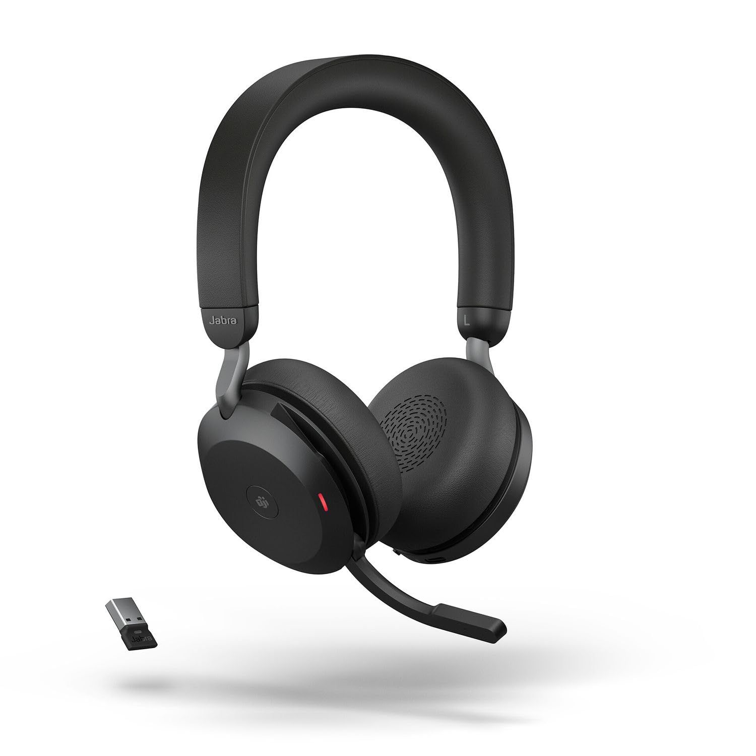 Jabra Evolve2 75 Wireless PC Headset mit 8-Mikrofon-Technologie - Dual-Foam-Stereo-Kopfhörer mit moderner aktiver Geräuschunterdrückung, USB-A Bluetooth-Adapter und MS Teams-Kompatibilität - Schwarz Schwarz Ohne Halter USB-A dongle Optimiert für Microsoft Angebot bei HelloDeals