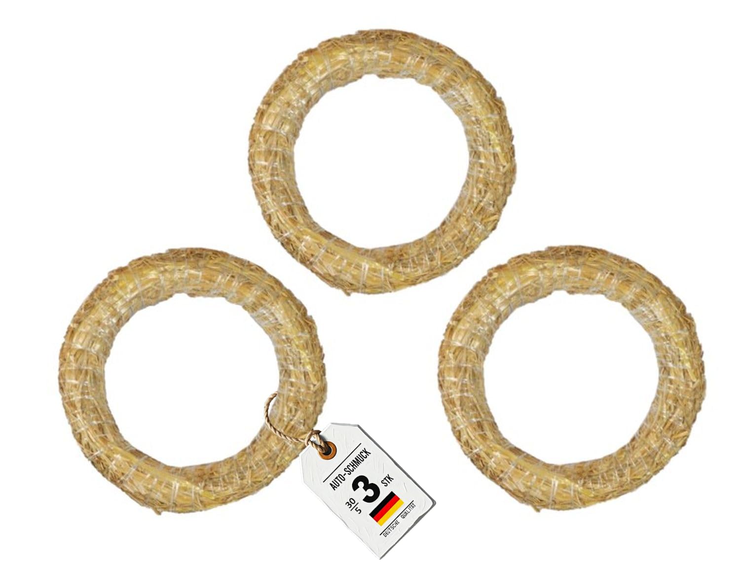 Auto-SCHMUCK® Strohkranz für die Dekoration (3, 30/5 cm) 3 30/5 cm Angebot bei HelloDeals