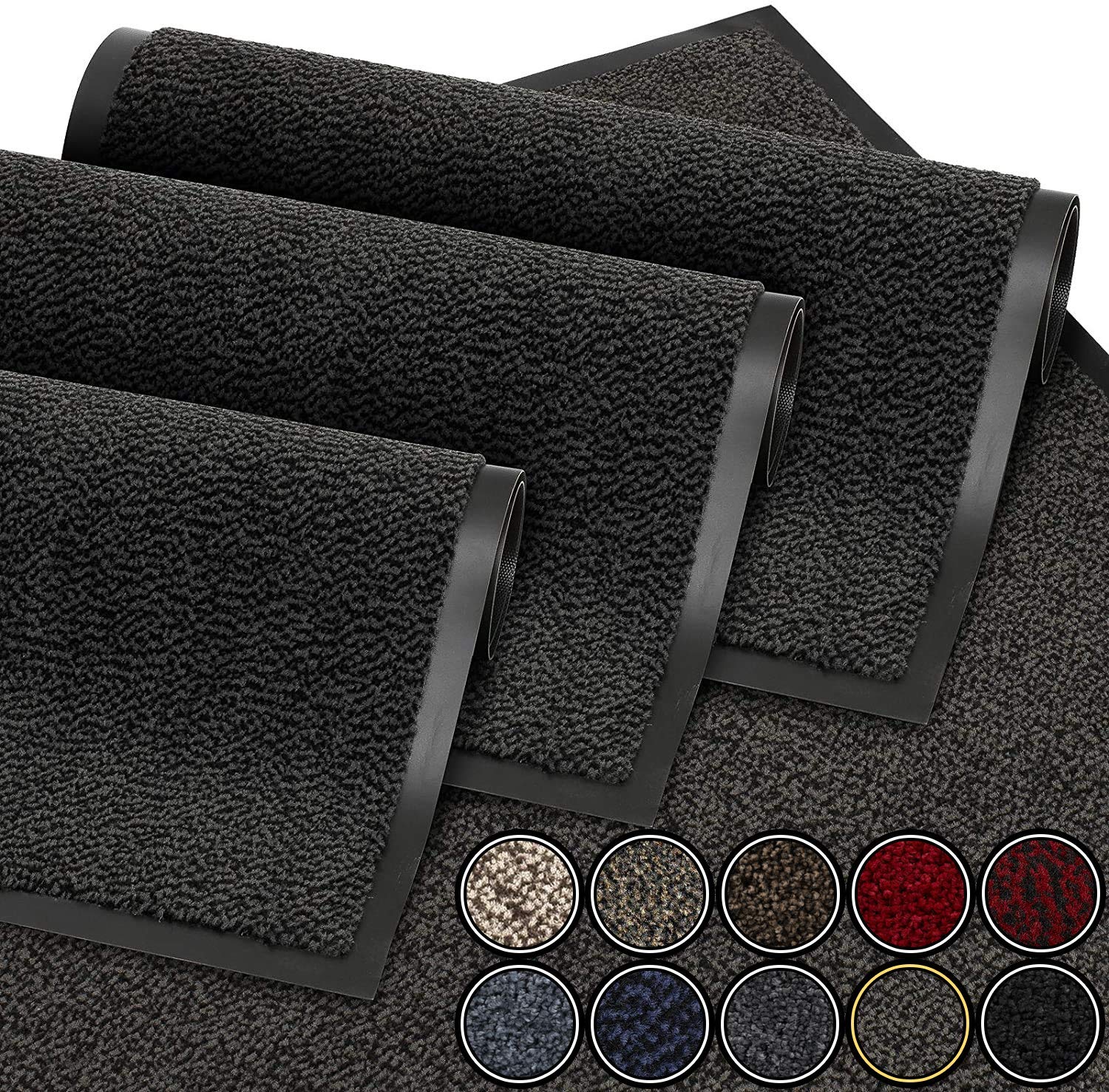 GadHome Fußmatte Schwarz Anthrazit 40x60 cm |Eingangstürmatte wasserdicht waschbar strapazierfähiger Schmutzfänger | Rutschfester Schmutzfängerfußmatte für Haustür, Flur, Eingang, Küche, Schlafzimmer 40 x 60 Schwarz Anthrazit Angebot bei HelloDeals