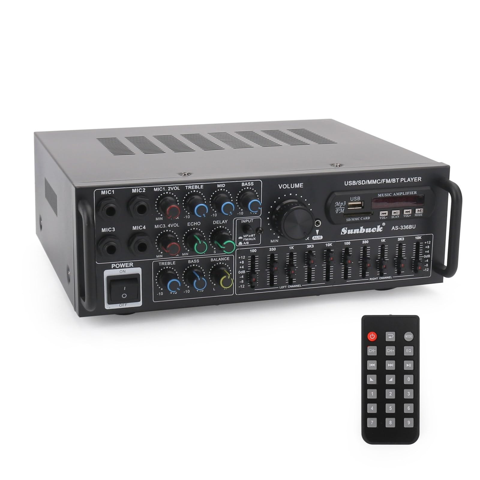 Areyourshop Hifi Verstärker Stereo pa endstufe mit Bluetooth 5.0 2000W Audio Receiver Karaoke FM USB SD AUX, Vorverstärker Hifi 5-Band-EQ-Mixer, 4 Mikr, Verstärker mit Boxen, Tuner Hifi Stereo Angebot bei HelloDeals