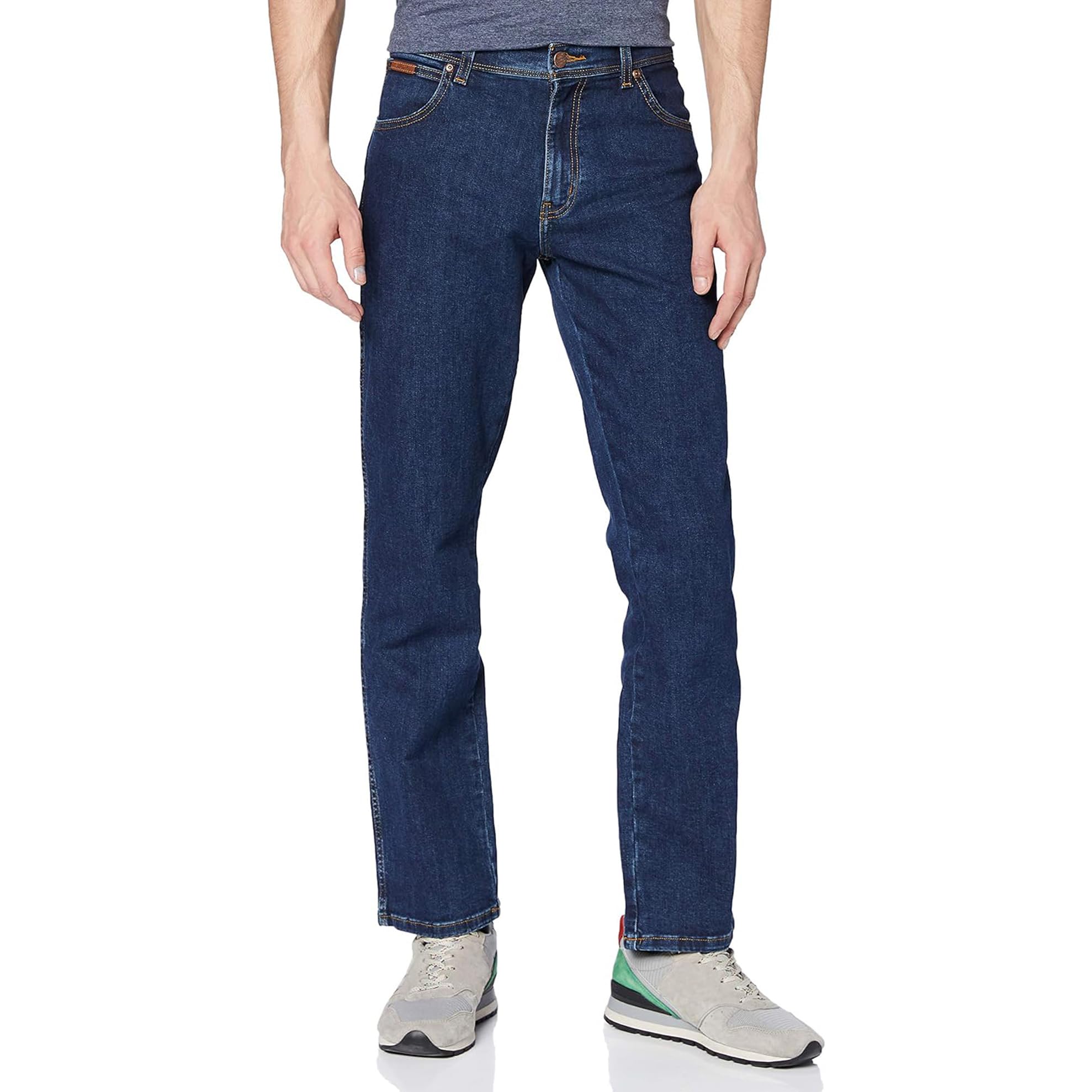 Wrangler Texas Stretch Herren Jeans Regular Fit Jeanshose Hose Schwarz Blau 38W / 32L Darkstone Blue Angebot bei HelloDeals