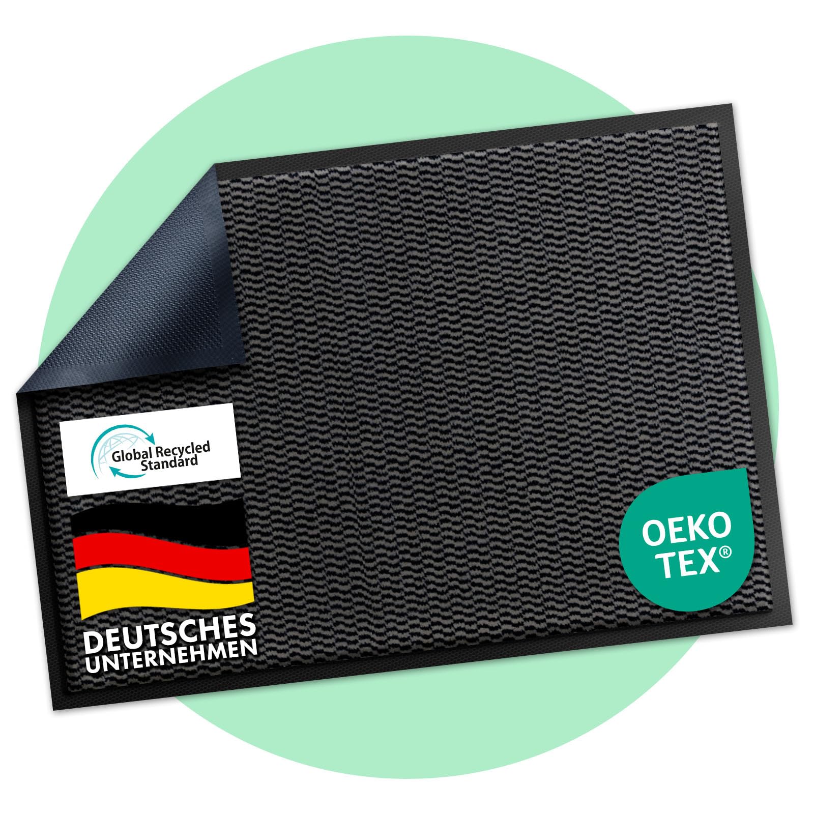 Floordirekt Premium Fußmatte für Eingangsbereich, 80x120cm Anthrazit, Schmutzfangmatte für Innen und Außen, rutschfest & waschbar, Sauberlaufmatte für Flur, Teppich für Haustür, Sky Novo 80 x 120 cm Anthrazit Angebot bei HelloDeals