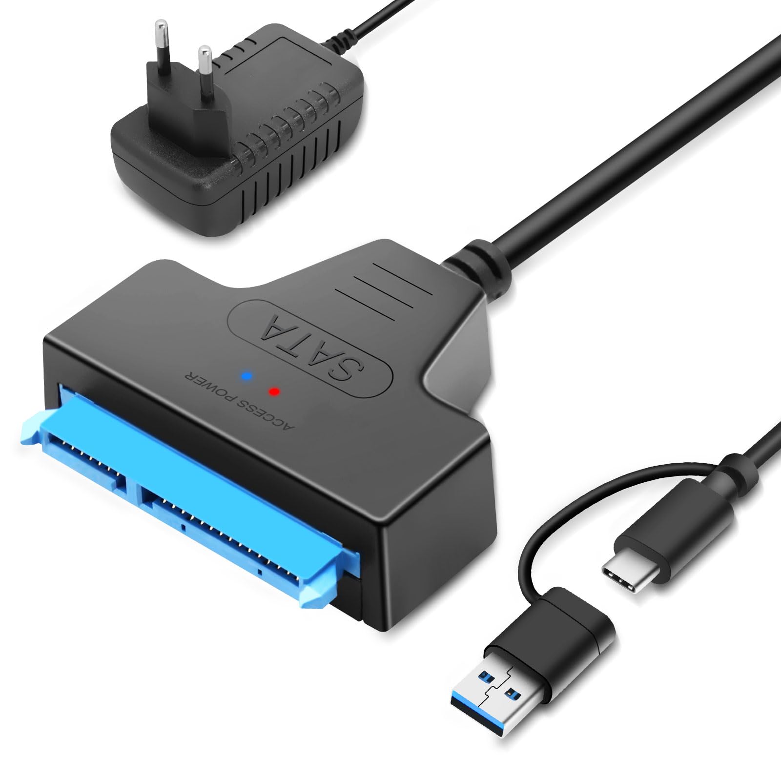Wowfast SATA USB Adapter, für Externen und Internen Festplatten 2,5 & 3,5 SSD/HDD SATA to USB Adapter Mit 12V 2A Netzteil Kompatibel mit Windows, Mac und Linux Angebot bei HelloDeals