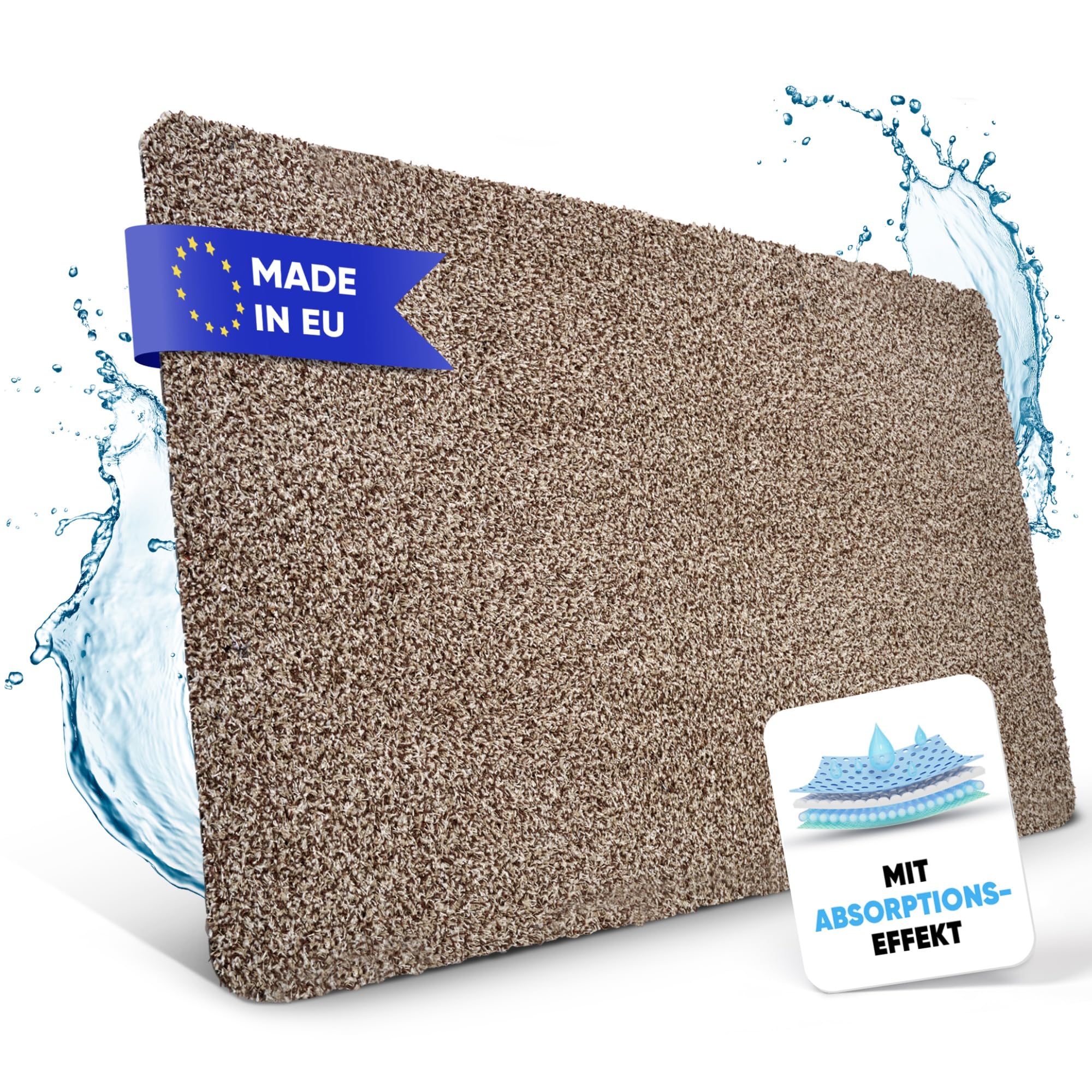 Entrando Fussmatte 40x60 cm - innen und aussen - Baumwolle - rutschfest, waschbar, robust - passt unter der Tür - für Haustür oder überdachten Eingang, Terrasse, Balkon (Beige) Beige 40 x 60 cm Angebot bei HelloDeals