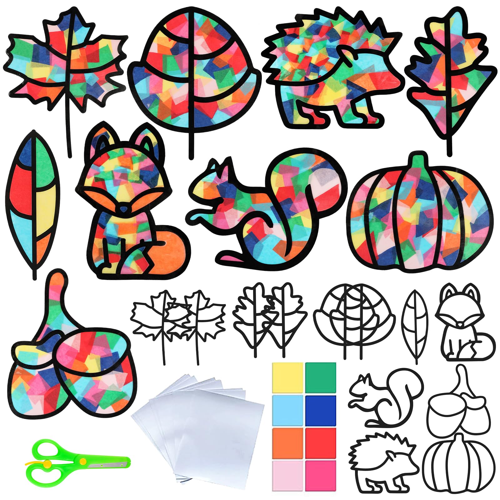 BOOMTOP 12 Herbst Basteln Fensterbilder Herbst Bastelset Bunte Fensteraufkleber Herbstdeko Herbstblätter Kürbis Igel Fenster Deko DIY Herbst Kränze Thanksgiving Erntedankfest Kreative Geschenke Angebot bei HelloDeals