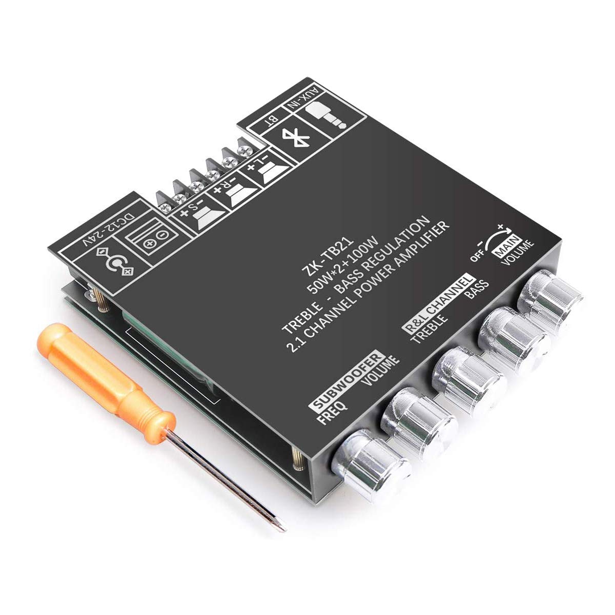 RUIZHI 2x50W + 100W 2.1-Kanal-Subwoofer Verstärker-Platine-mit-bluetooth Höhen und Bassregelung, Zwei TPA3116-Chips, DC 12-24V, Bluetooth-und AUX-Eingänge, AMP-Platine für drahtlose DIY-Lautsprecher Angebot bei HelloDeals