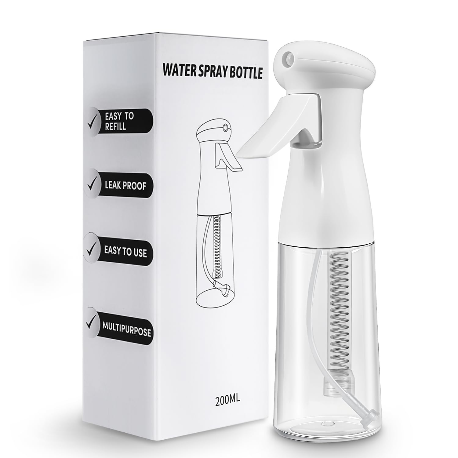 MRUN BONE Ultrafeine Sprühflasche, Tropfsichere Spray Bottle, Extrafeiner Zerstäuber, 200ml Wassersprühflasche für Haare, Pflanzen & Reinigung Angebot bei HelloDeals