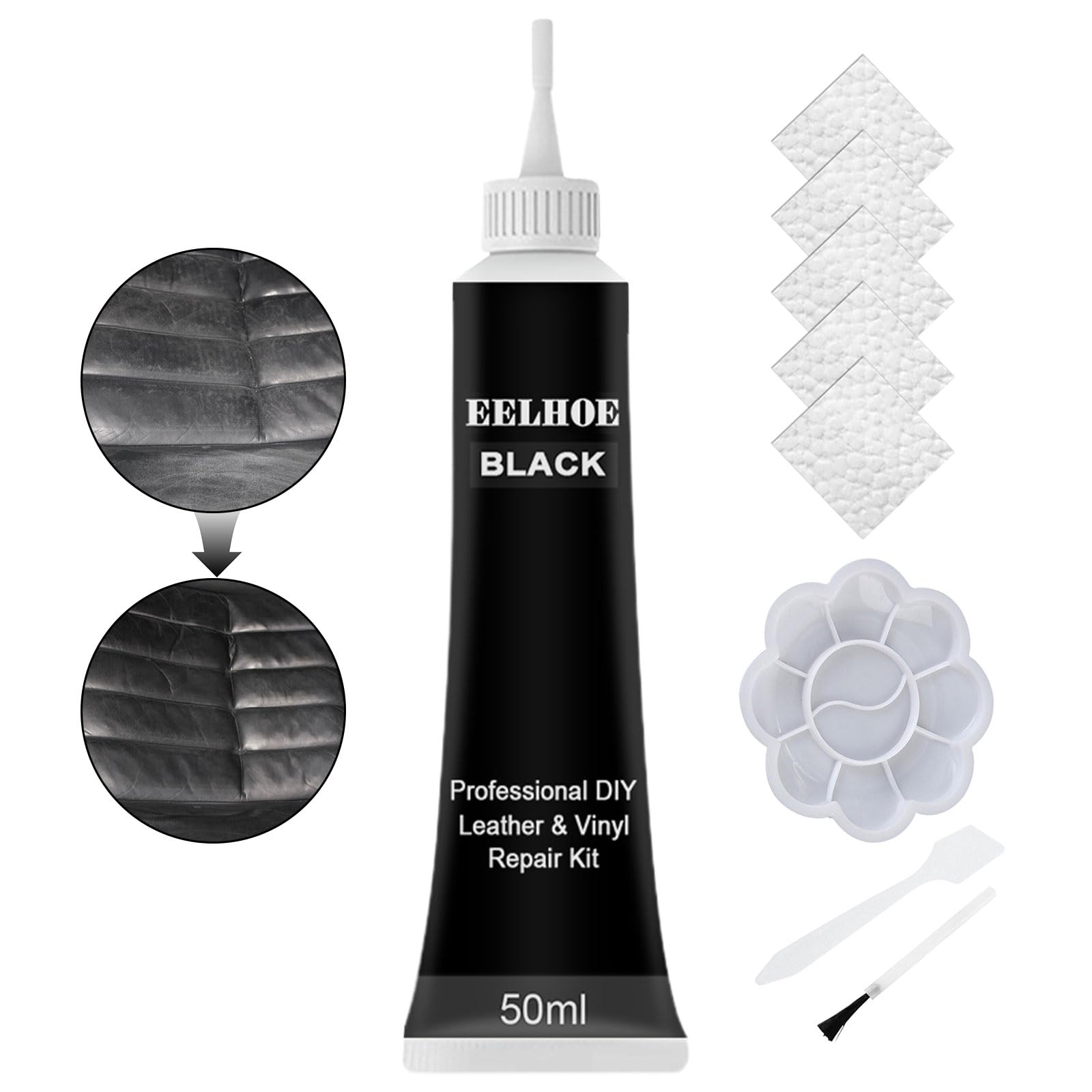 TaimeiMao Leder Reparatur Set,50 ml Lederreparatur Creme,Leder-Restaurator,Lederreparatur Füller,für Leder Restaurierung Risse Löcher,Sofas,Schuhe,Verschleiß Kunstleder Reparatur. Schwarz-A Angebot bei HelloDeals