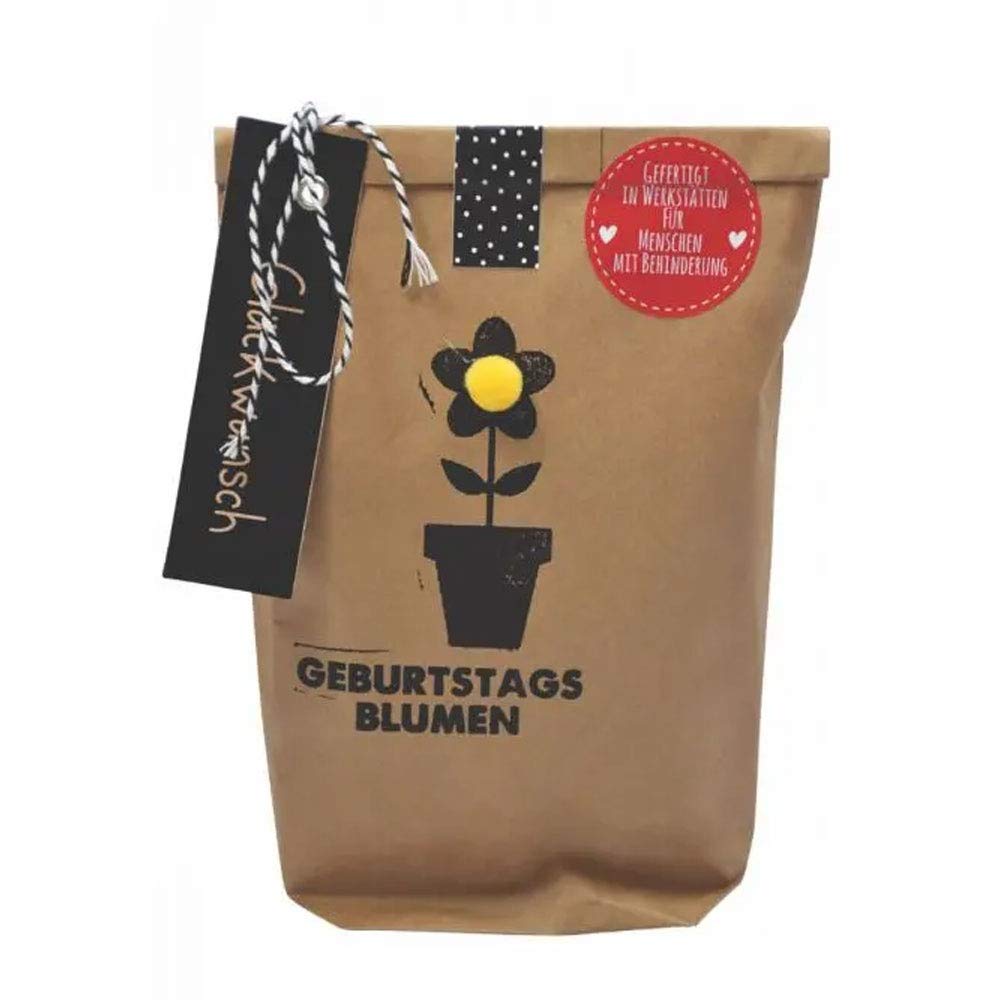 Wunderle WUN0212 Geburtstagsblumen-Handtasche, Braun, Unisex, Eimerförmig, Floral, Blumensaat zum Selbstpflanzen, für Geburtstag, Gartenfreunde, Geschenk Angebot bei HelloDeals