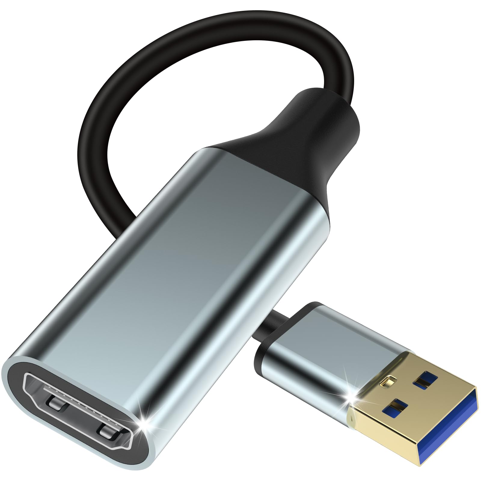 USB-auf-HDMI-Adapter für Monitor, USB 3.0/2.0 auf HDMI-Konverter, 1080p, Kabelanschluss, Kabelausgang für Computer, Laptop, Desktop mit mehreren Windows 11/10/8.1/8/7, Mac MacBook Pro, Monitore für PC Angebot bei HelloDeals