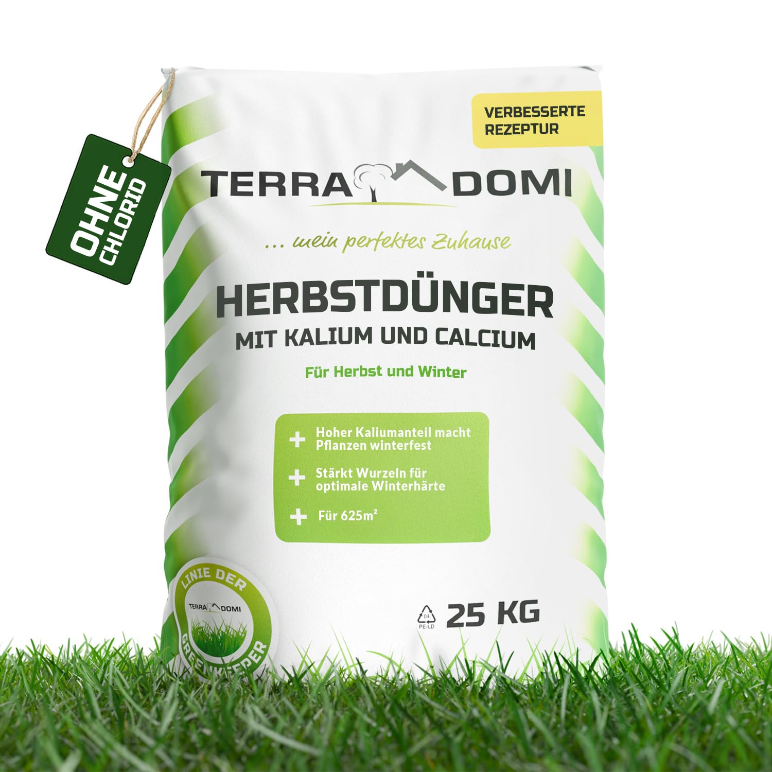 TerraDomi Rasendünger Herbst 25kg für 625m² | ohne Chlorid | Kalium Dünger für starke Wurzeln macht den Rasen winterfest | fördert Langzeitwirkung | streuwagengeeignet 25 kg Angebot bei HelloDeals
