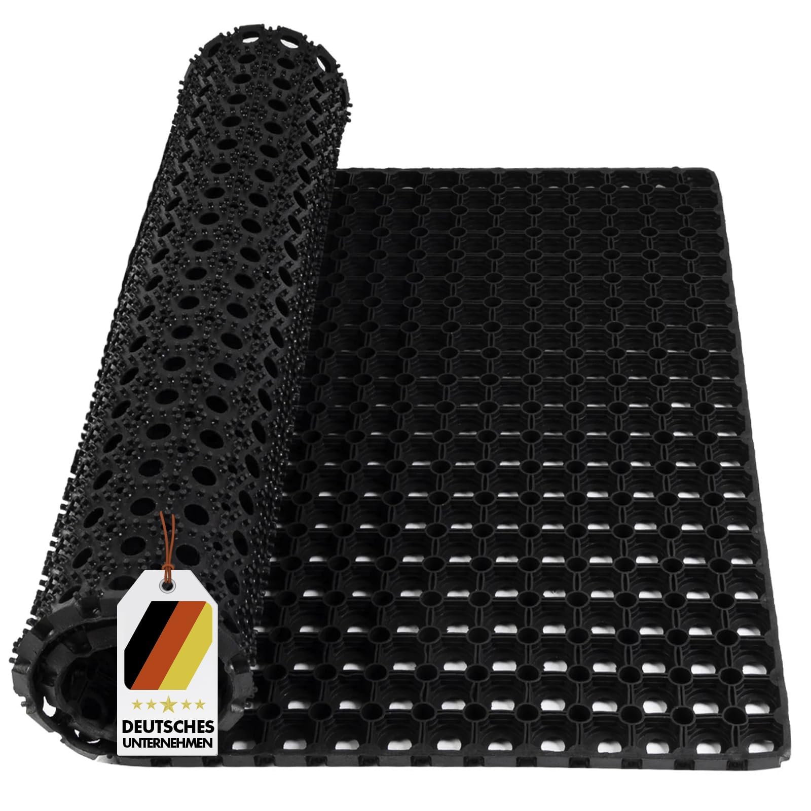 KARAT Ringgummimatte - Türvorleger, Schmutzfangmatte - Fußmatte aus Gummi - Schmutzfangmatte, Fußabtreter, Wabenmatte, Gummimatte, Drainagematte Octodoor (60 x 80 cm) Angebot bei HelloDeals