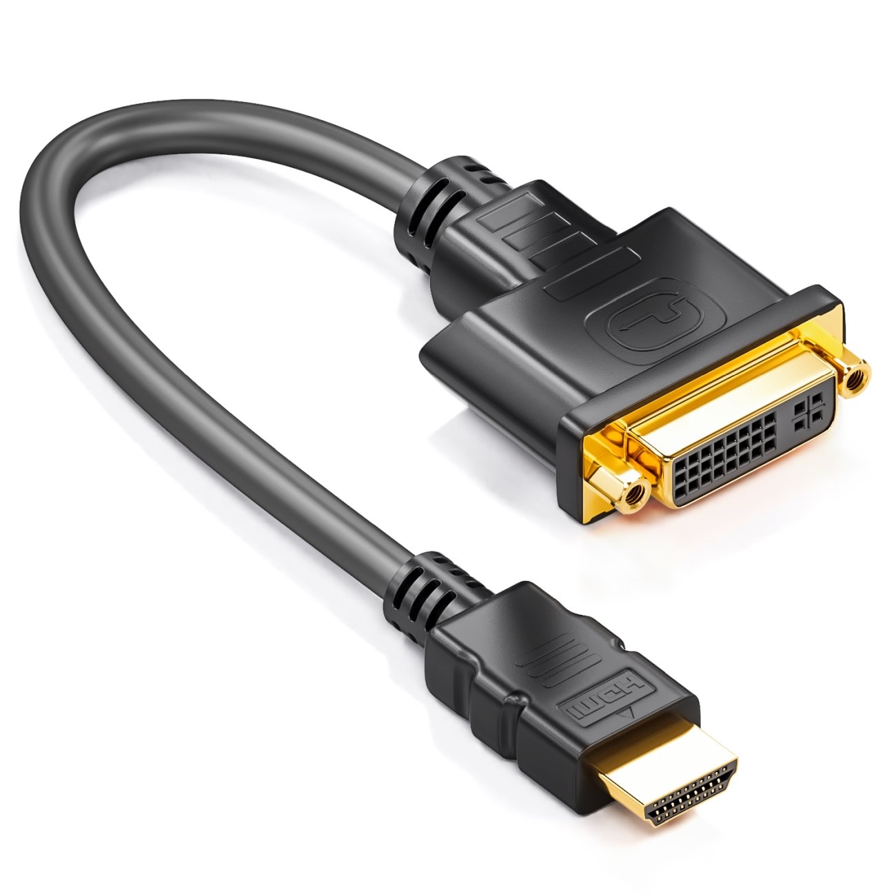 deleyCON HDMI zu DVI Adapter-Kabel - HDMI Stecker zu DVI Buchse 24+5-1080p Full HD HDTV 1920x1080 - vergoldete Kontakte - TV Beamer PC - Schwarz Angebot bei HelloDeals
