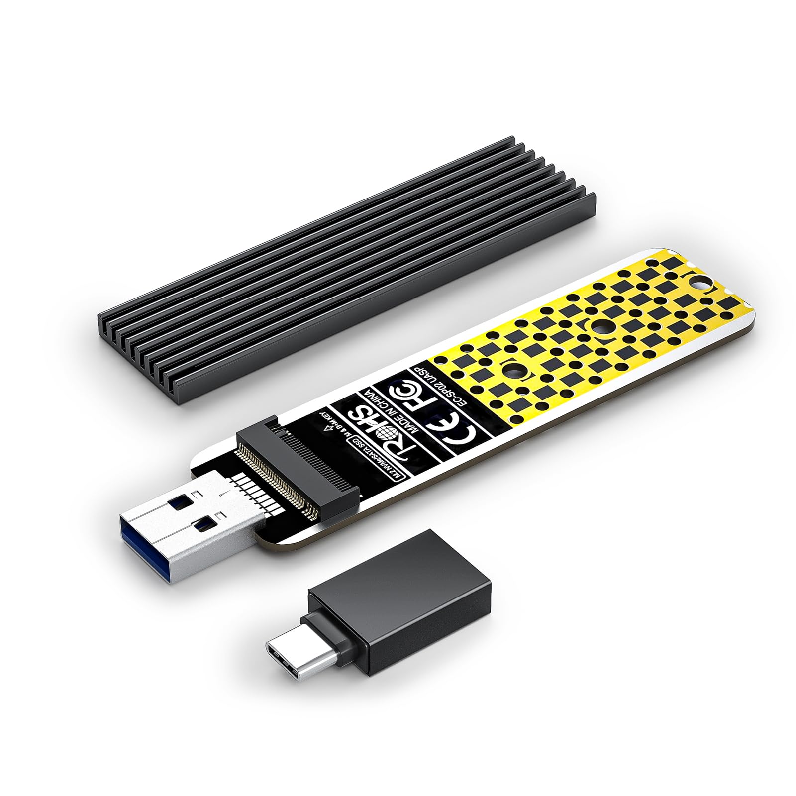 NVMe Gehäuse, ANYOYO 10 Gbps USB 3.2 Gen2 M2 SSD Gehäuse USB C SSD M2 Gehäuse für NVMe PCIe M-Key /B+M Key NVMe USB Adapter für USB 3.2/3.1/3.0/2.0 für 2242 2260 2280 SSD(UNTERSTÜTZT Keine SATA-SSD) EC-6607-DE Angebot bei HelloDeals