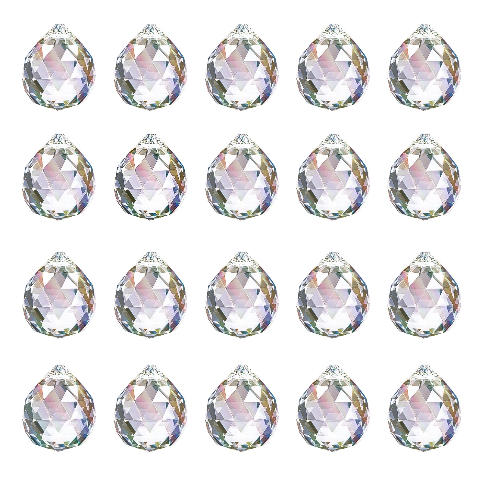 20 Stück Kristalle zum Aufhängen, 20mm Prisma Kristall, Sonnenfänger Kristall, Suncatcher für Fensterdeko, Kronleuchter Anhänger, Lichtfänger Kugel für Zuhause und Handwerksprojekte Angebot bei HelloDeals