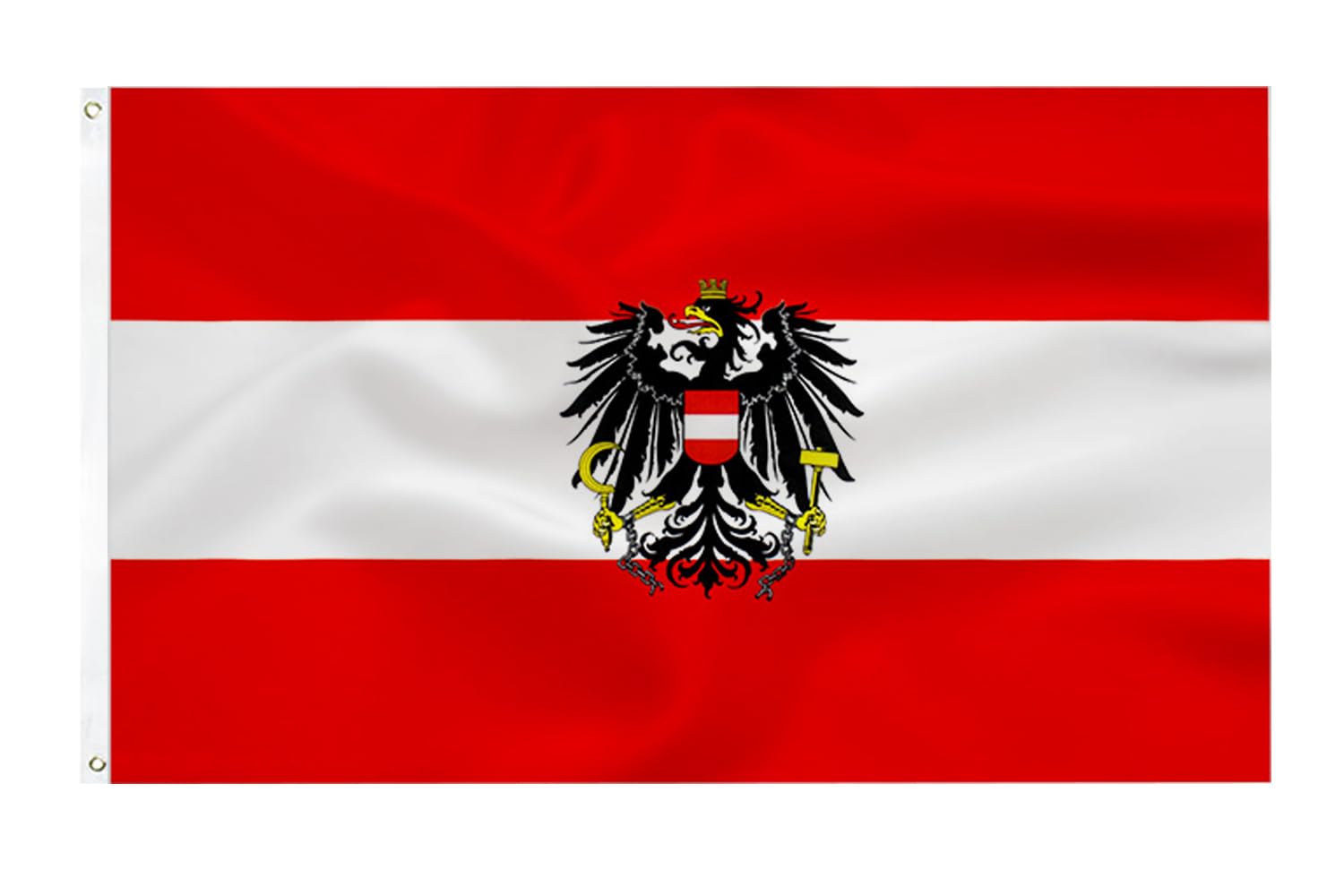 Österreichische Flagge mit adler 90 x 150 cm - Österreich Flagge Polyester leuchtenden Farben mit Messing-Ösen Austrian flag Angebot bei HelloDeals