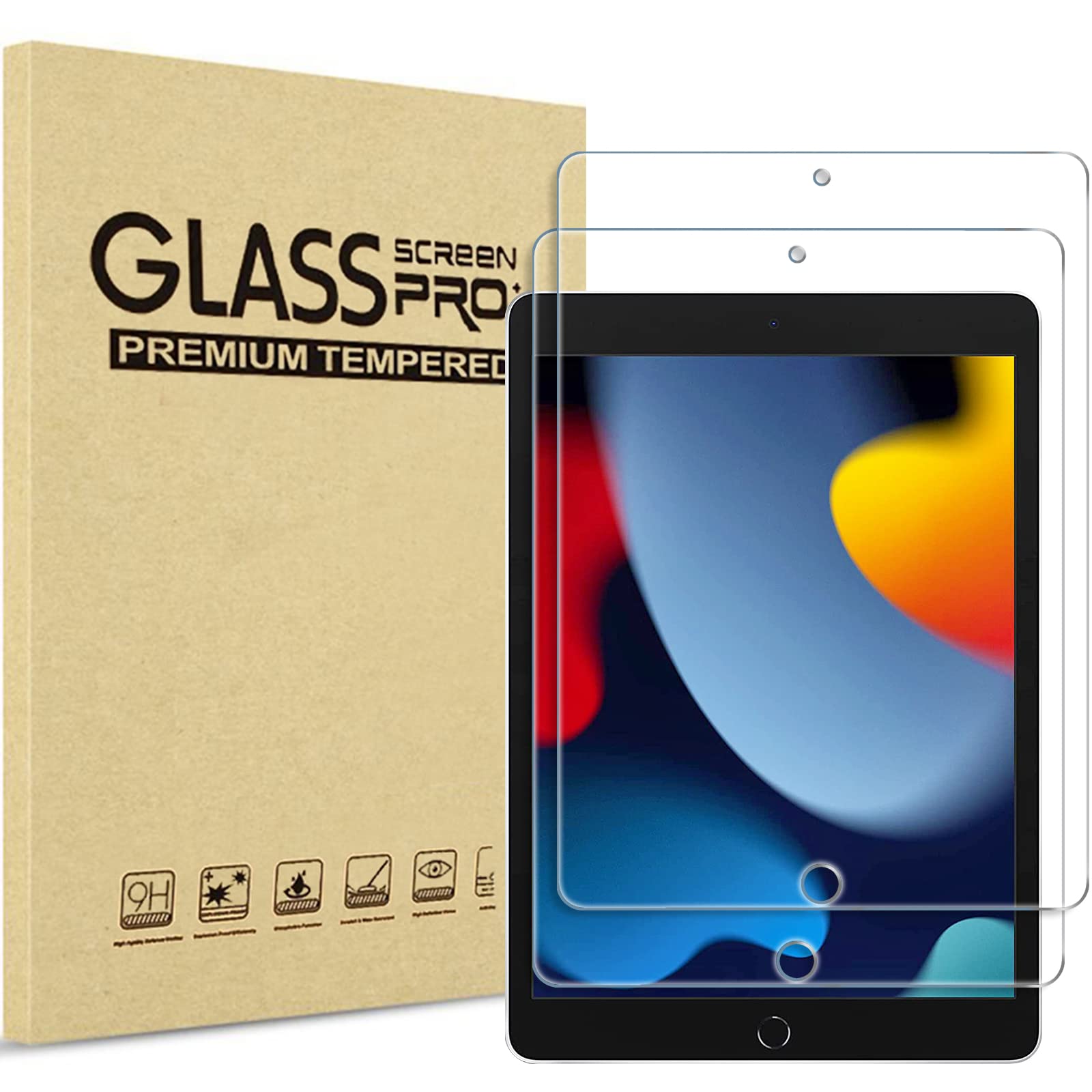ProCase 2 Stück Schutzfolie für iPad 10,2 Zoll 9. / 8. / 7. Generation 2021/2020/2019, Displayschutzfolie 9H Gehärtetes Glas Screen Protector Folie –Klar Angebot bei HelloDeals