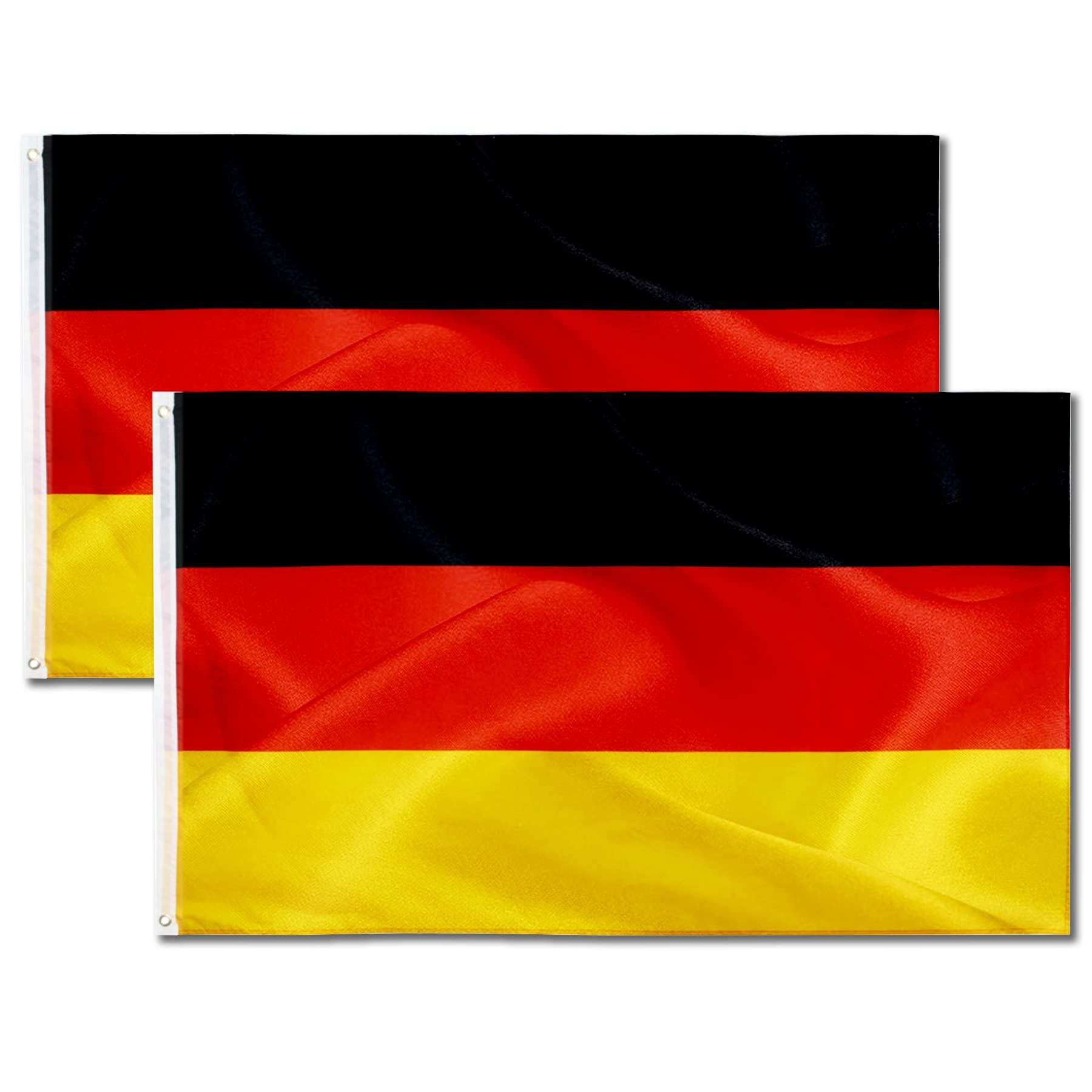 2 Stück Deutschland Fahne | Flagge Deutschland | Wetterfeste Deutsche Flagge mit Messing-Ösen | Fahne Flagge DE Germany Deutschland | 90 x 150 cm | Kräftige Farben | Top Qualität Deutschland Flagge Angebot bei HelloDeals
