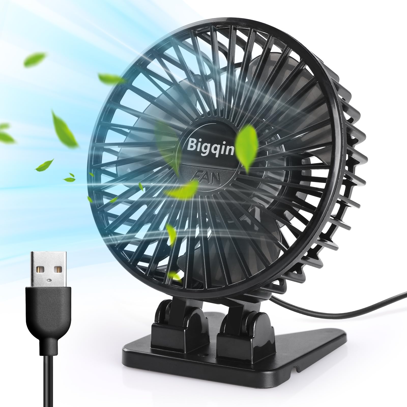 Bigqin USB Ventilator, Mini Tischventilator Fan Lüfter mit 3 Geschwindigkeiten, tragbarer Ventilator Klein für Büro, Schlafzimmer, Camping - Schwarz Angebot bei HelloDeals