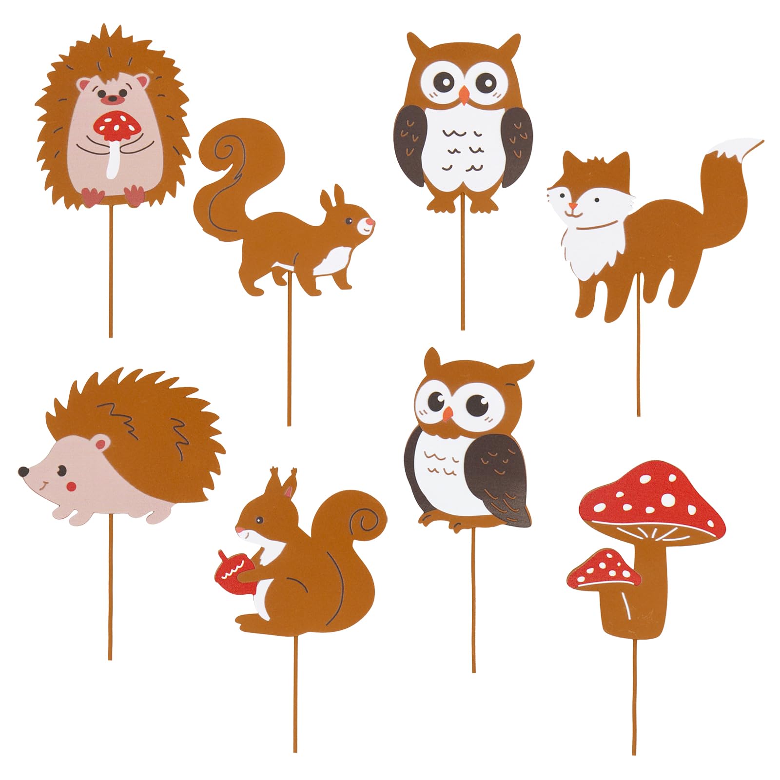 8er Rost Gartenstecker Herbstdeko Bunt mit Igel Eule Pilz Eichhörnchen Fuchs,Metall Herbst Deko Draußen Innen,Rost Deko Herbst für Garten Blumentopf Balkon,Rostige Gartendeko Angebot bei HelloDeals
