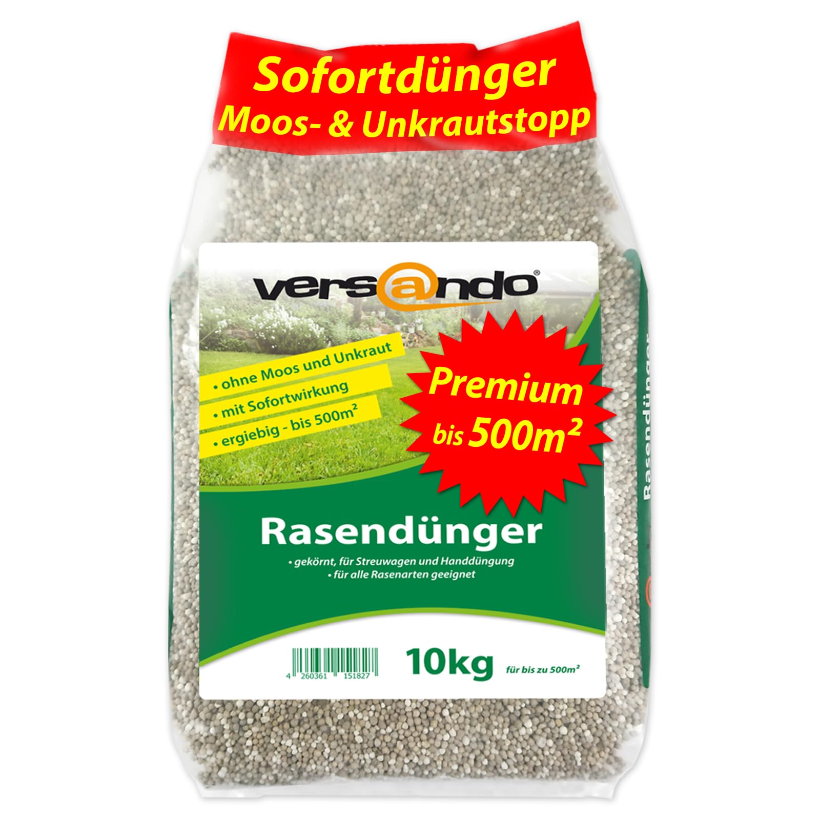 versando 10kg Rasendünger Herbst bis 500m²: verdrängt Moos und Unkraut für gesunden sattgrünen Rasen Herbstdünger mit Sofortwirkung - Premium Qualität 10kg Rasendünger Sofortwirkung Angebot bei HelloDeals