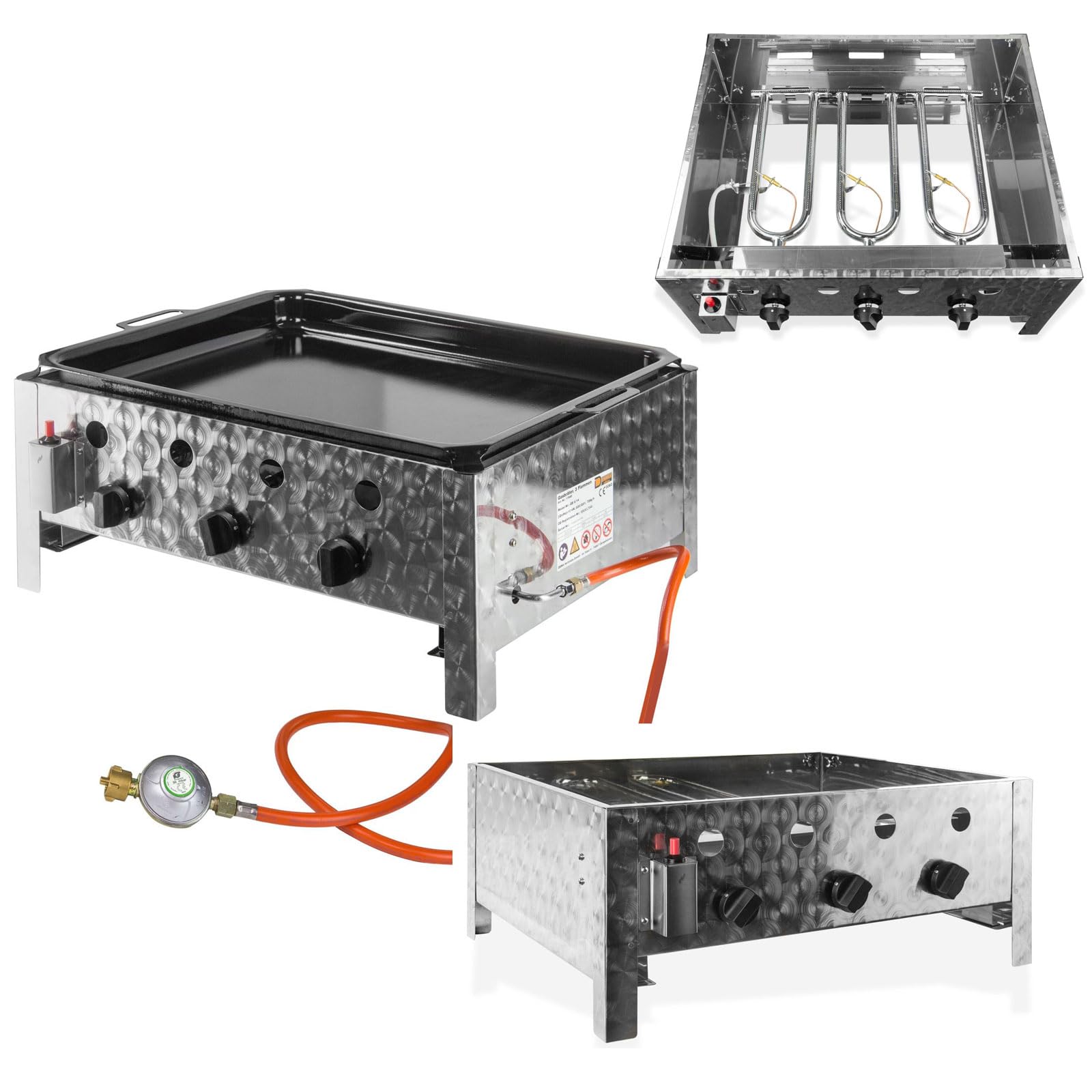 DEMA Gasbräter mit 3 Flammen – Leistungsstarker Gastrobräter für Grill & Outdoor-Küche – Ideal für Camping & Events Angebot bei HelloDeals