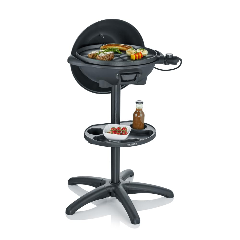 SEVERIN Barbecue-/Standgrill mit Haube, Elektrogrill mit Thermostat, Grillplatte mit keramischer Beschichtung, 2.000W, Grillfläche Ø 41 cm, Matt Schwarz, PG 8541 Angebot bei HelloDeals
