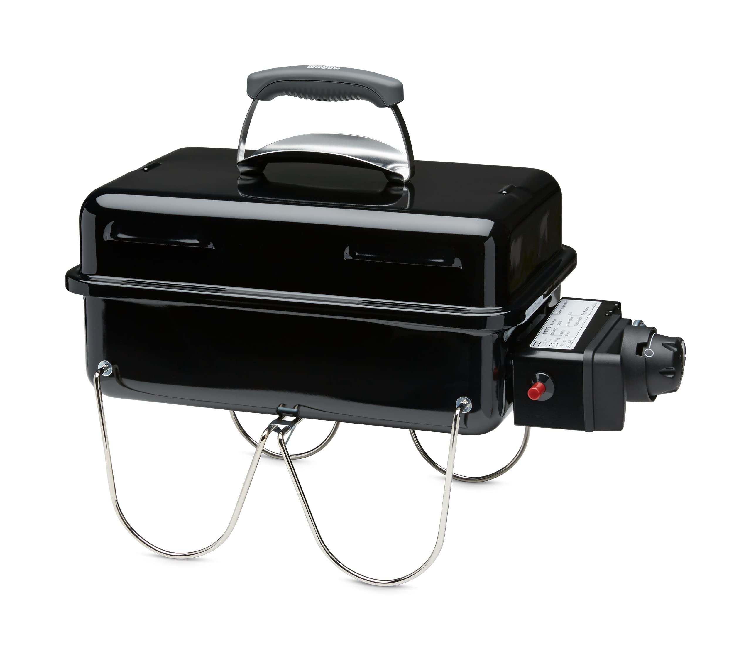 Weber Go-Anywhere Gasgrill, 42 x 26cm Grillfläche, leichter tragbarer BBQ Grill, Tisch-Campinggrill mitporzellanemaillierter Schale & Deckel, umklappbare Standfüße - Schwarz (1141079) Gas Version Angebot bei HelloDeals