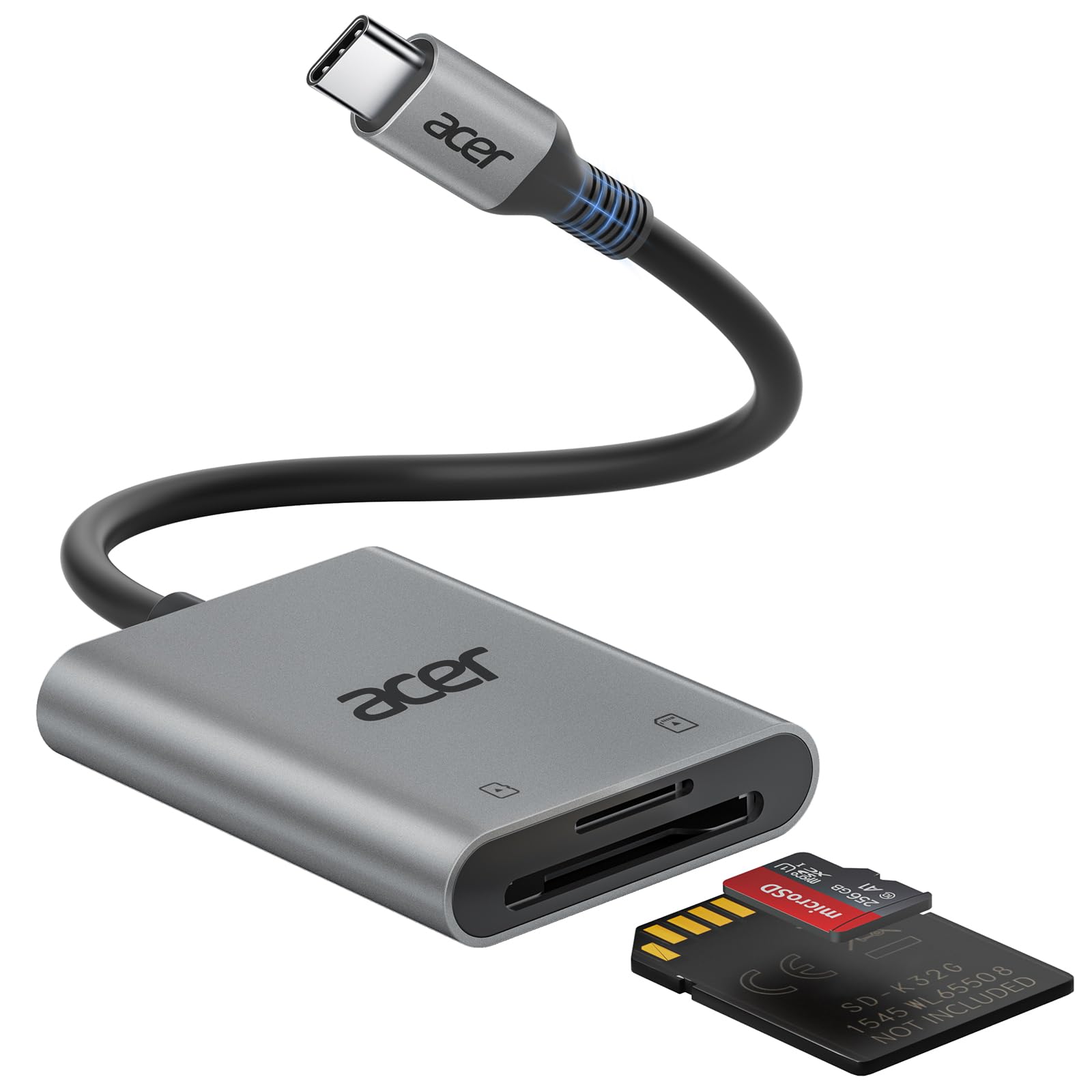 acer USB C SD Kartenleser, USB-C SD Micro SD Card Reader Aluminium Kartenlesegerät Typ C Speicherkartenleser Adapter für iPhone 17 16 15 Serie,Galaxy S24,iPad Pro,MacBook Pro,Surface Pro usw. Angebot bei HelloDeals
