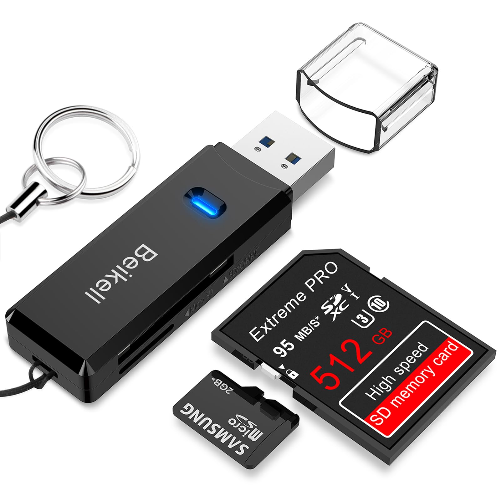 Beikell SD Kartenleser, Highspeed USB 3.0 Kartenlesegerät, Card Reader Adapter Speicherkartenleser Unterstützt Micro-SD/TF/SDHC/SDXC/MMC/SD-Karten, Kompatibel mit Windows/Mac/OS usw. Angebot bei HelloDeals