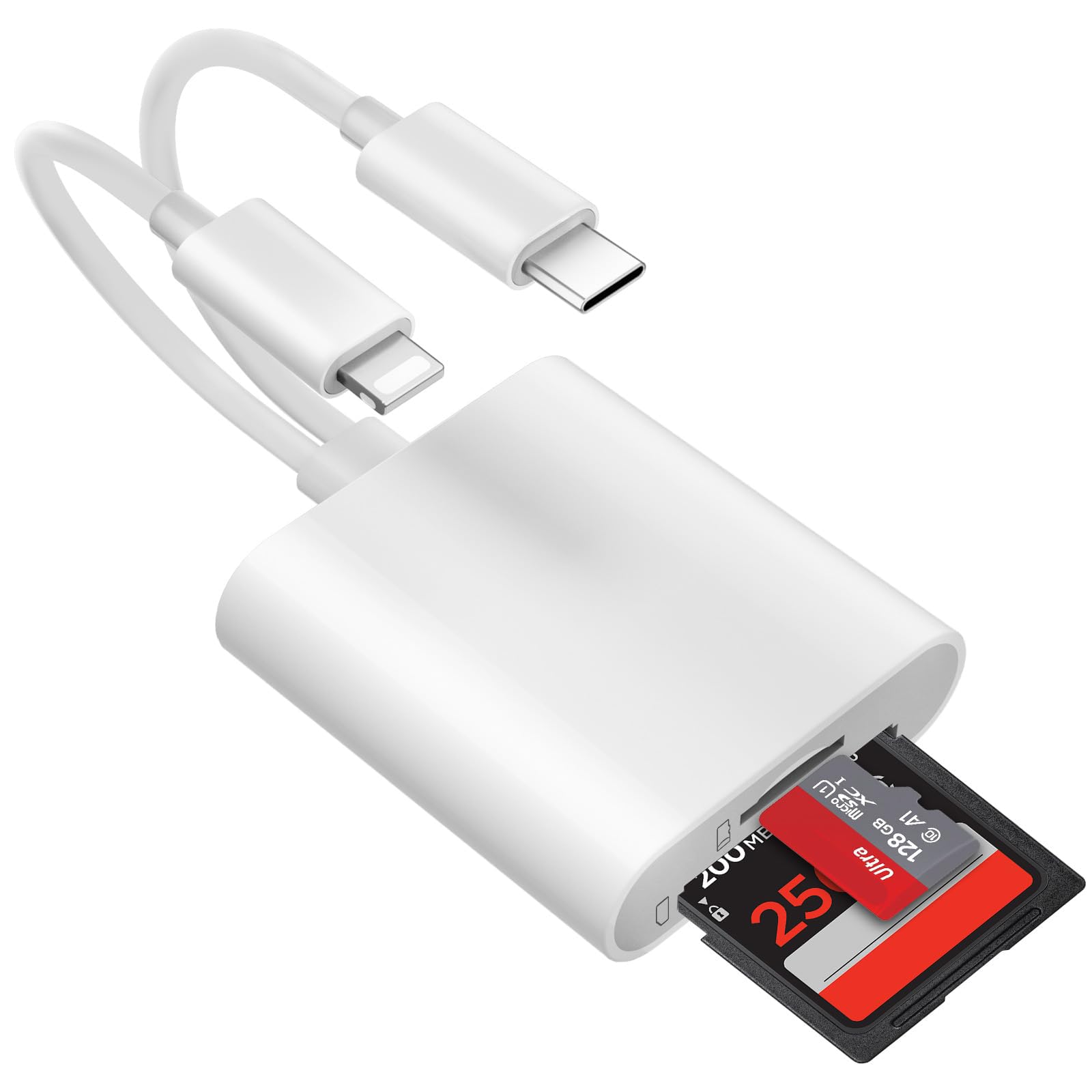Loydia 2 in 2 USB C Adapter für SD-Karten, [Apple MFi Certified] Lightning auf sd-Karte Kamera-lesegerät Adapter für iPhone/iPad, Plug and Play, USB Type C Adapter to sd Card mit SD/TF Dual Card Slot white-2 in 1 SD Card Viewer Reader Angebot bei HelloDeals