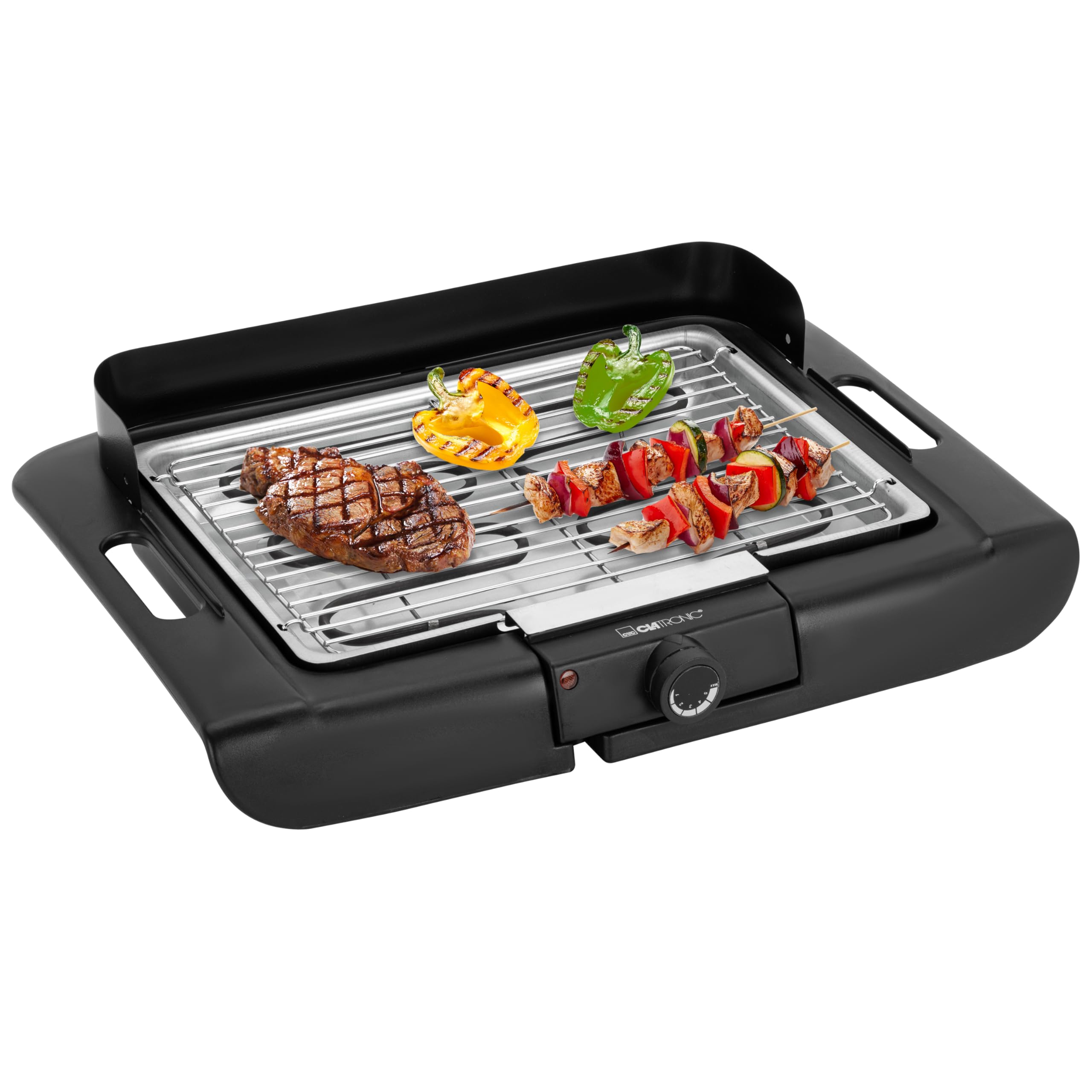 Clatronic® Barbecue-Tischgrill | Elektrogrill | ideal für Balkon & Küche | 35 x 24 cm Grillfläche | Elektro Grill mit Windschutz | verchromter Grillrost | 2000 Watt | Tischgrill | BQ 3507 Angebot bei HelloDeals