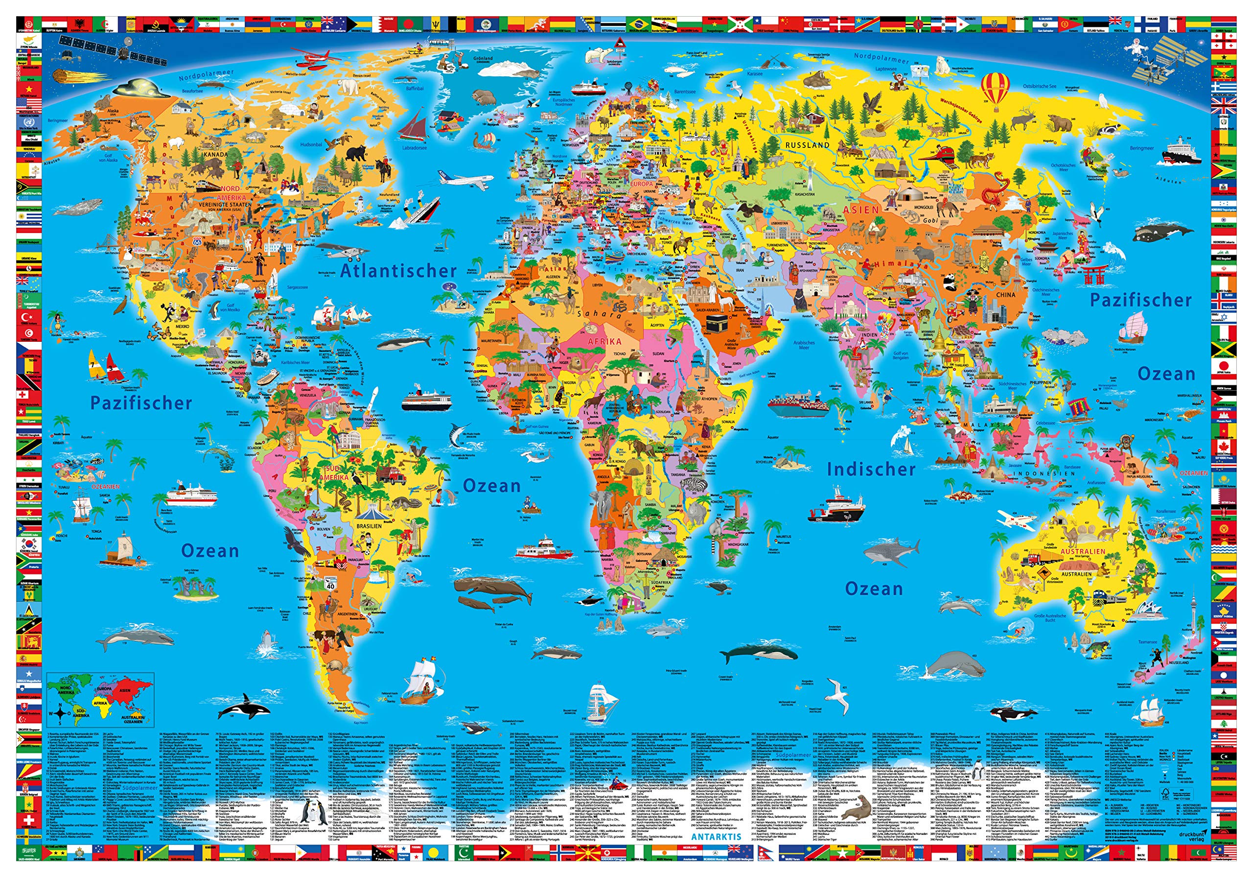 Erlebniskarte „Illustrierte politische Weltkarte Angebot bei HelloDeals