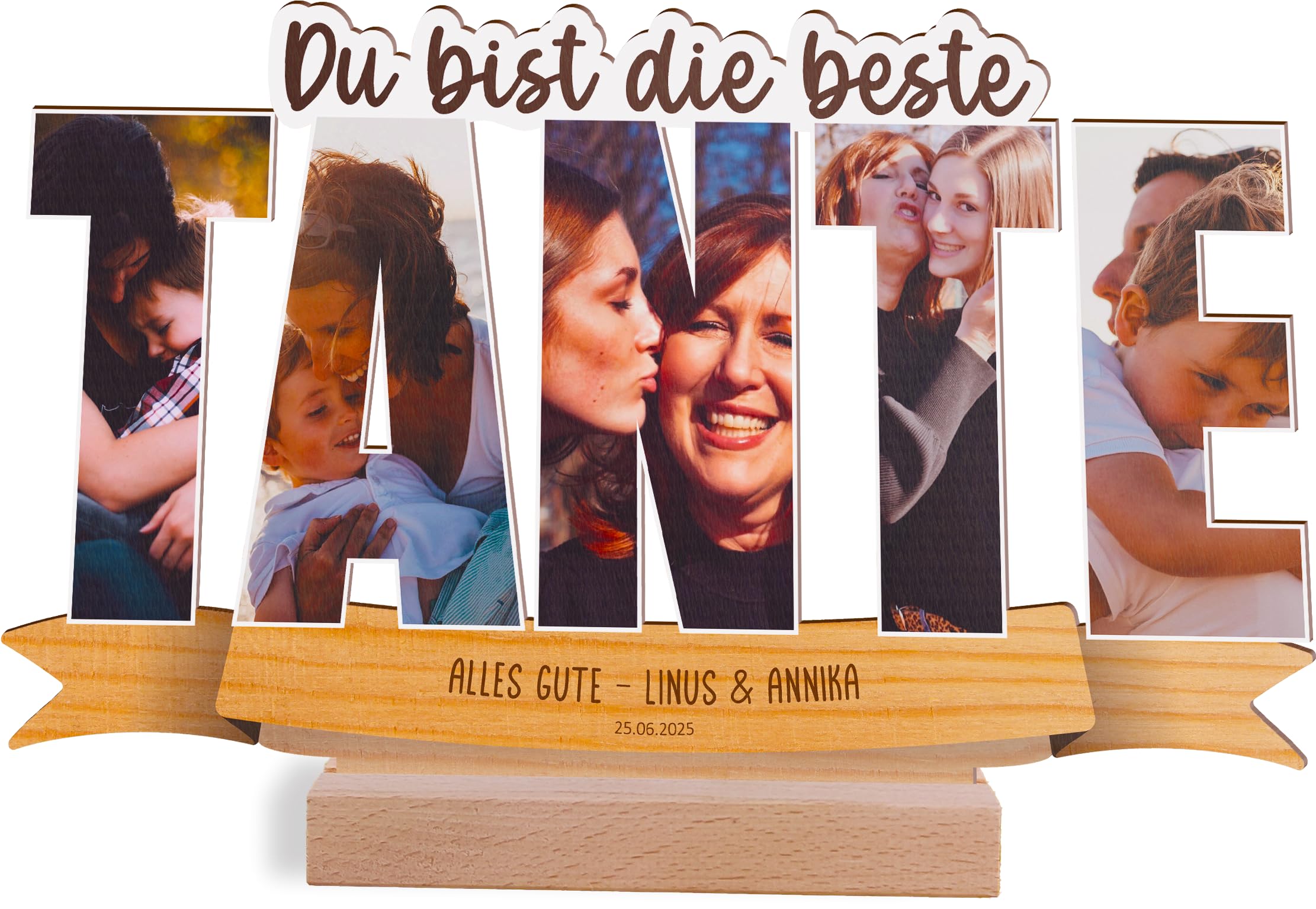 Tante Geschenk personalisiert - Foto Holzbild opt. mit Sockel - Beste Tante Geschenke, Geburtstag, Onkel & Tante Geschenke Angebot bei HelloDeals