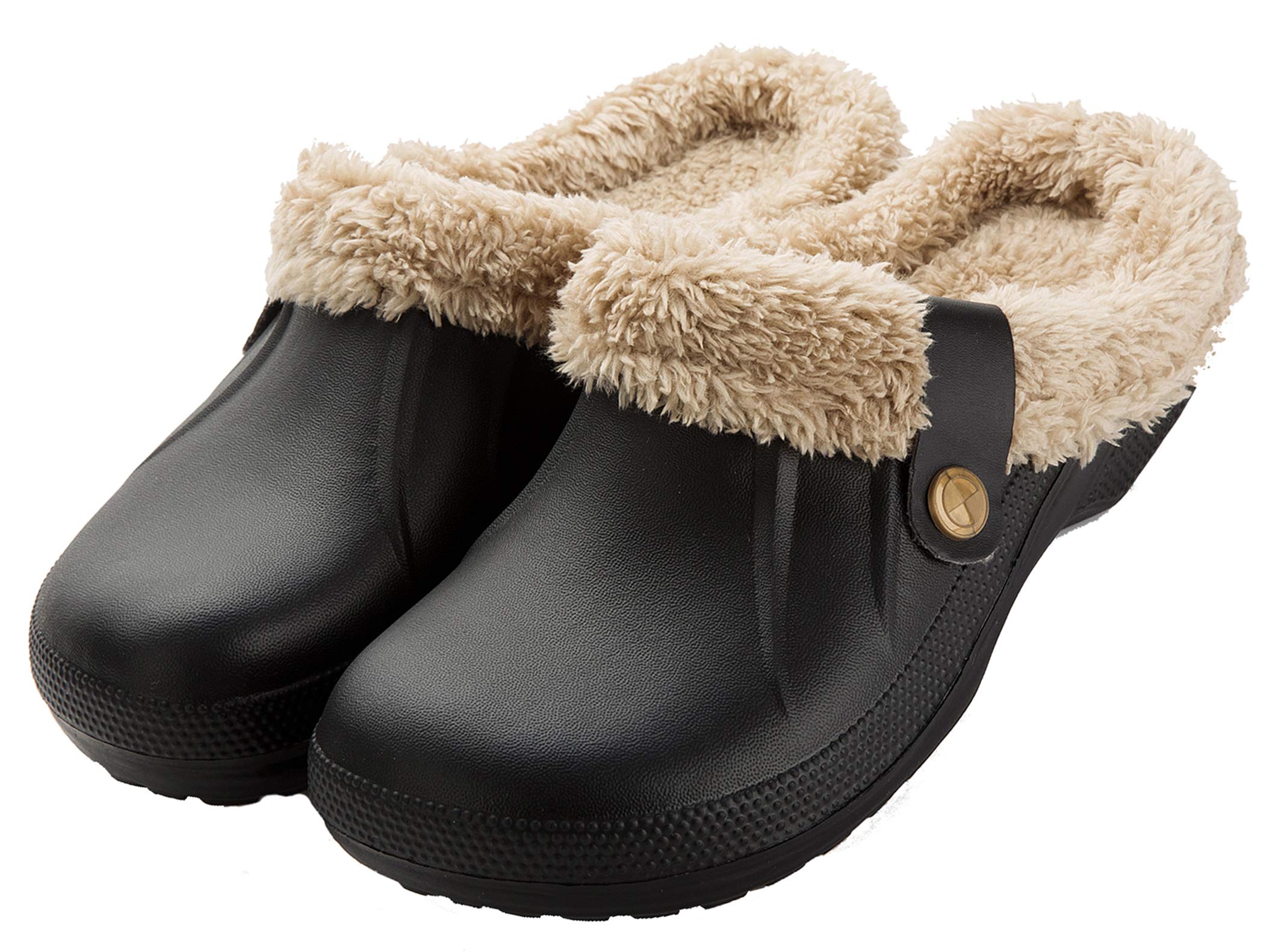 CELANDA Clogs Gefüttert Damen Herren Warm Hausschuhe wasserdichte Gartenclogs mit Fell Frauen Geschlossen Lined Clogs Winter Plüsch Pantoletten,35-46 EU Angebot bei HelloDeals