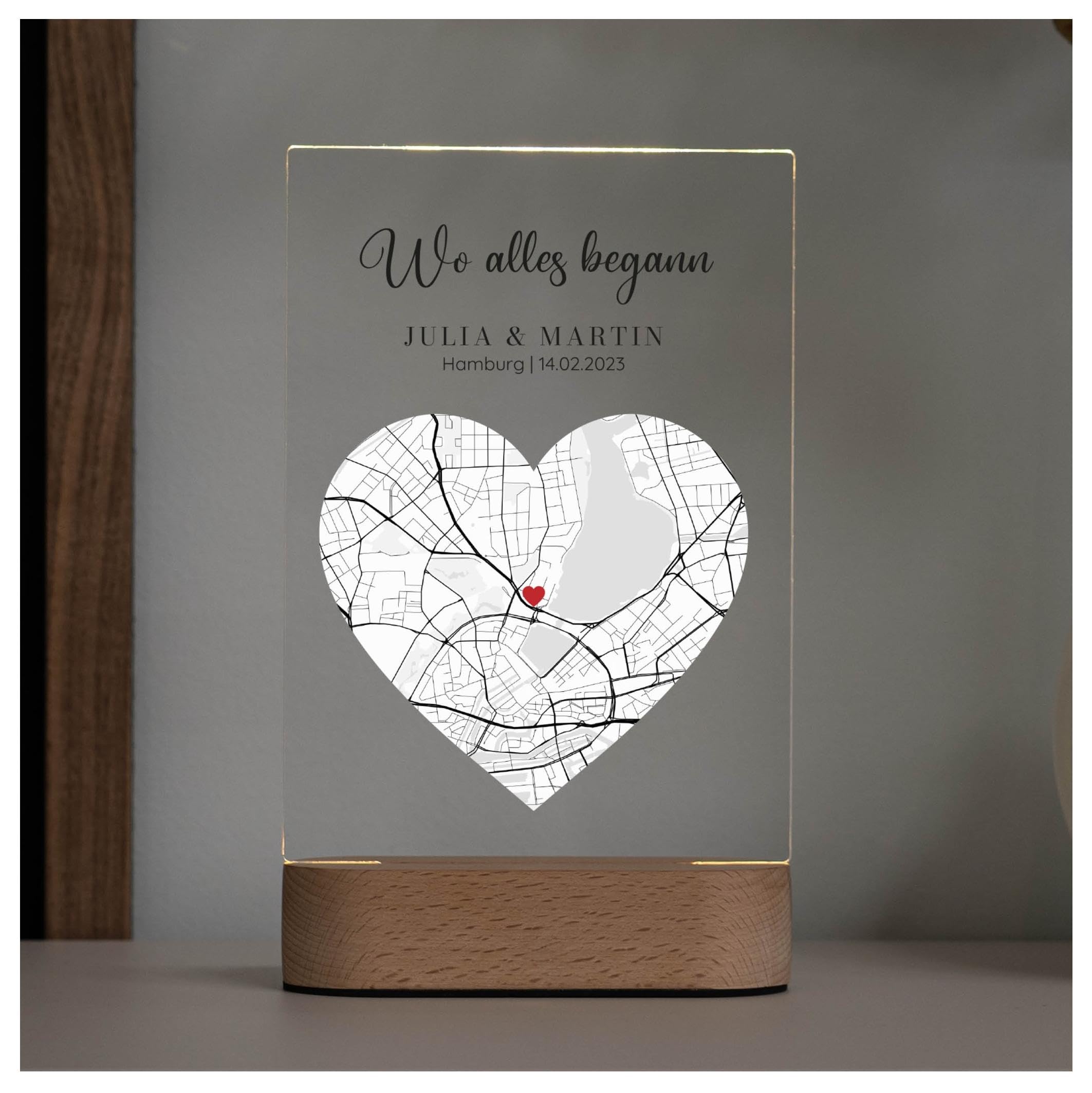 Geschenkfreude Wo alles begann Bild Koordinaten aus Acryl 20x15 cm - Glasbild personalisiert - einzigartige personalisierte Karte - Partner Geschenke - Jahrestag Geschenk für Ihn und Sie Angebot bei HelloDeals