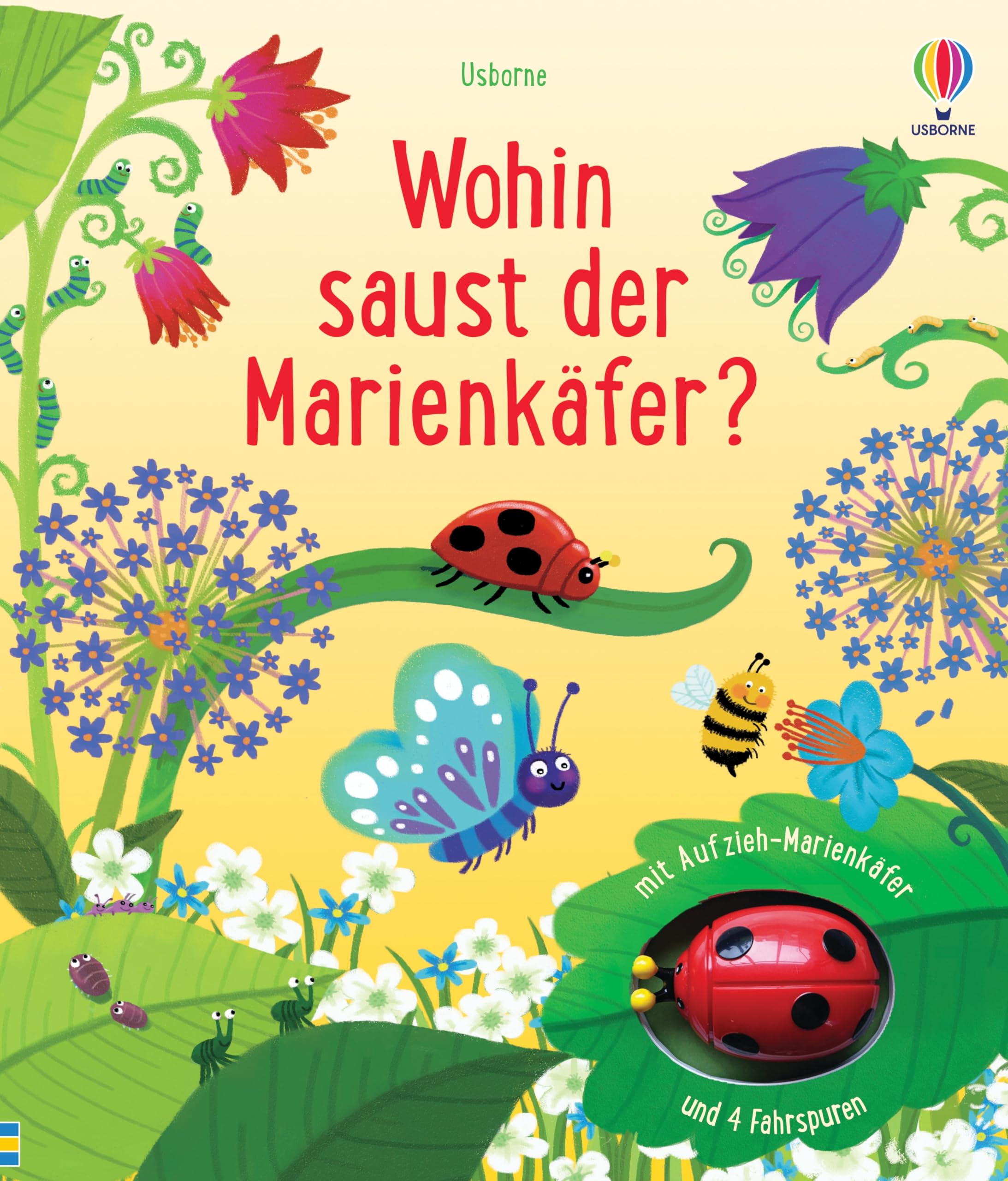Wohin saust der Marienkäfer?: mit Aufzieh-Marienkäfer und Fahrspuren – interaktives Mitmachbuch für Kinder ab 3 Jahren (Fahrspurenbücher) Angebot bei HelloDeals