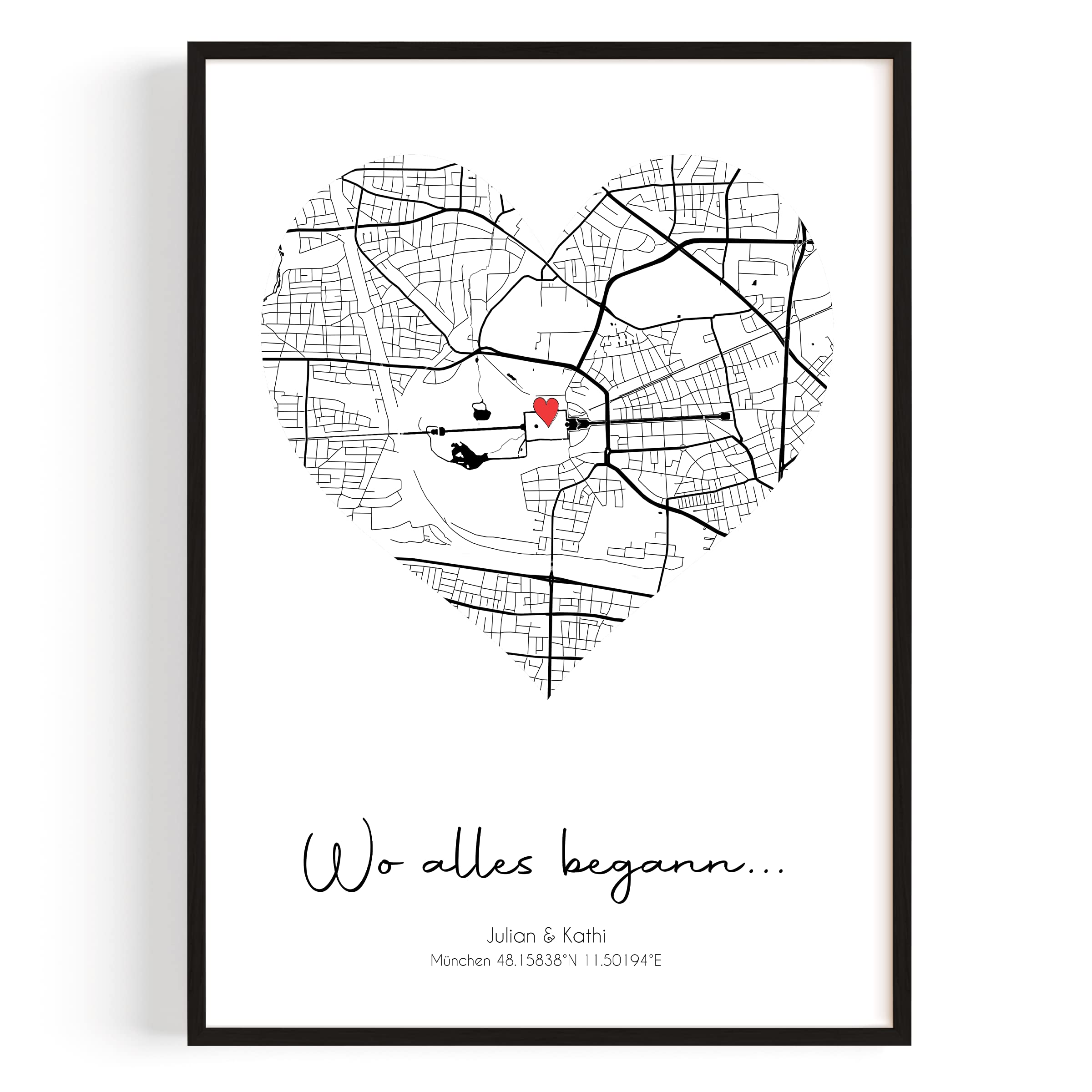 GiveSmiles Wo alles begann Koordinaten Personalisierte Geschenke für Frauen Bild | Ideal als Jahrestag Geschenk für Ihn & Sie | Minimalisticher Stil Partner Geschenke Freundin Poster Angebot bei HelloDeals